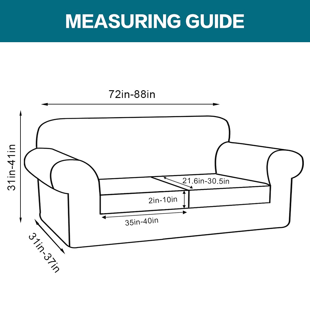 Turquoise 3-Piece Sofa Slipcover Set for 2-Cushion Couches - Soft, Washable Furniture Protector with 2 Individual Cushion Covers - Thick Fabric Pet-Friendly Sofa Cover (Black) - Perfect for Living Room, Family Room & Pet Owners