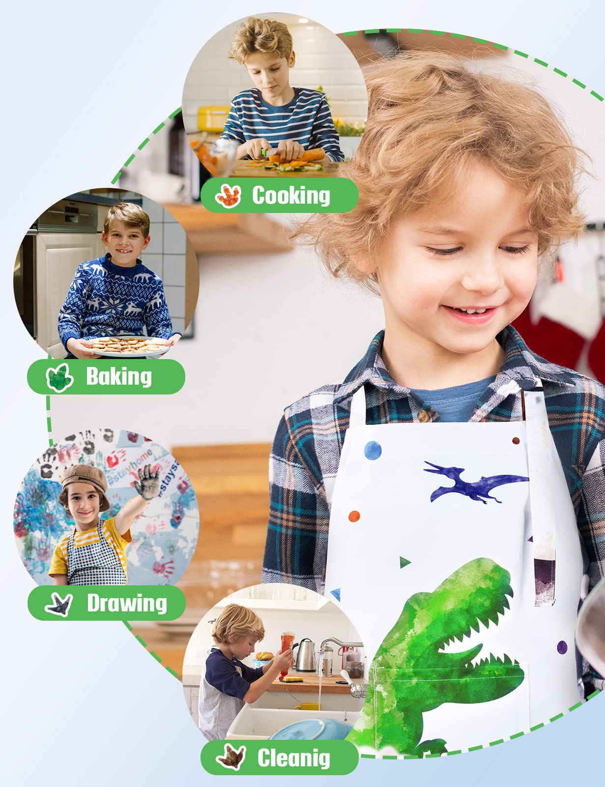 Wernnsai Kids Chef Hat & Apron Set - Adjustable Cooking Costume for Children - Perfect for Baking, Pretend Play & Cooking Classes