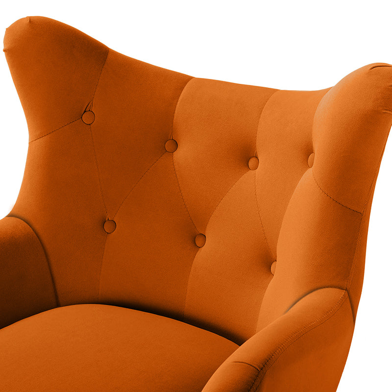 Luxury Isabelle Wingback Velvet Upholstered Armchair - High Back Accent Chair with Sturdy Metal Legs for Living Room, Bedroom & Office Decor