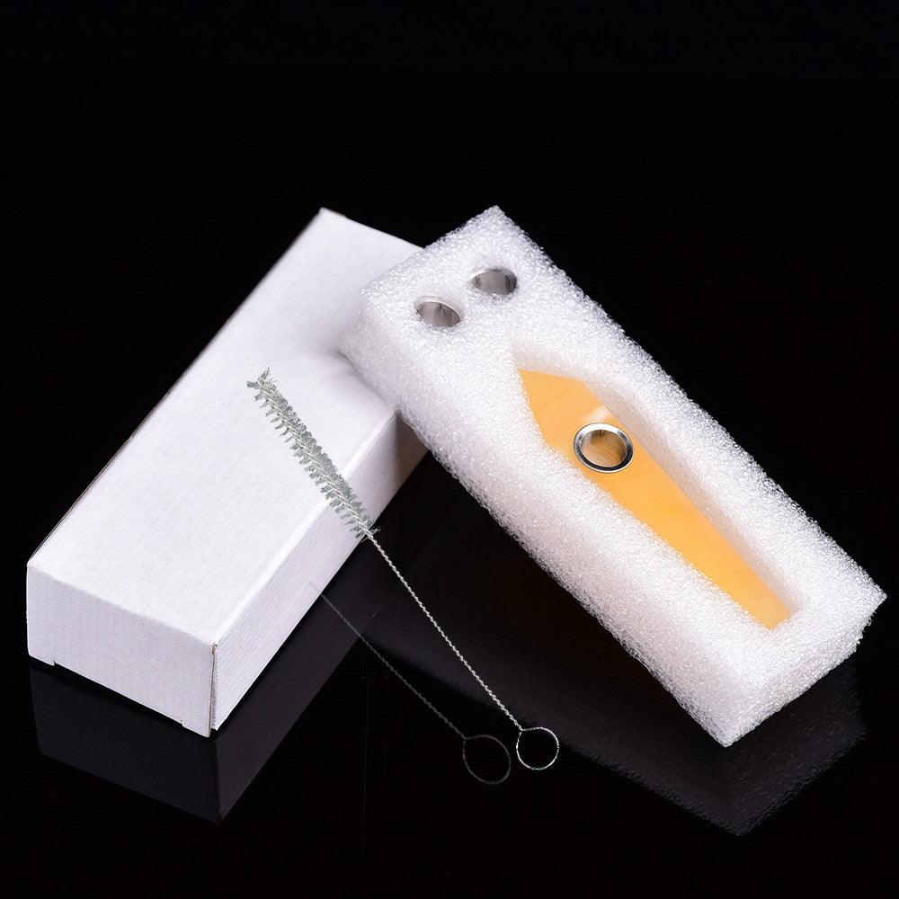 Natural Crystal Pipe with Metal Filter - Rose Quartz Healing Wand for Meditation, Relaxation & Energy Cleansing | Perfect for Reiki, Yoga & Spiritual Practices