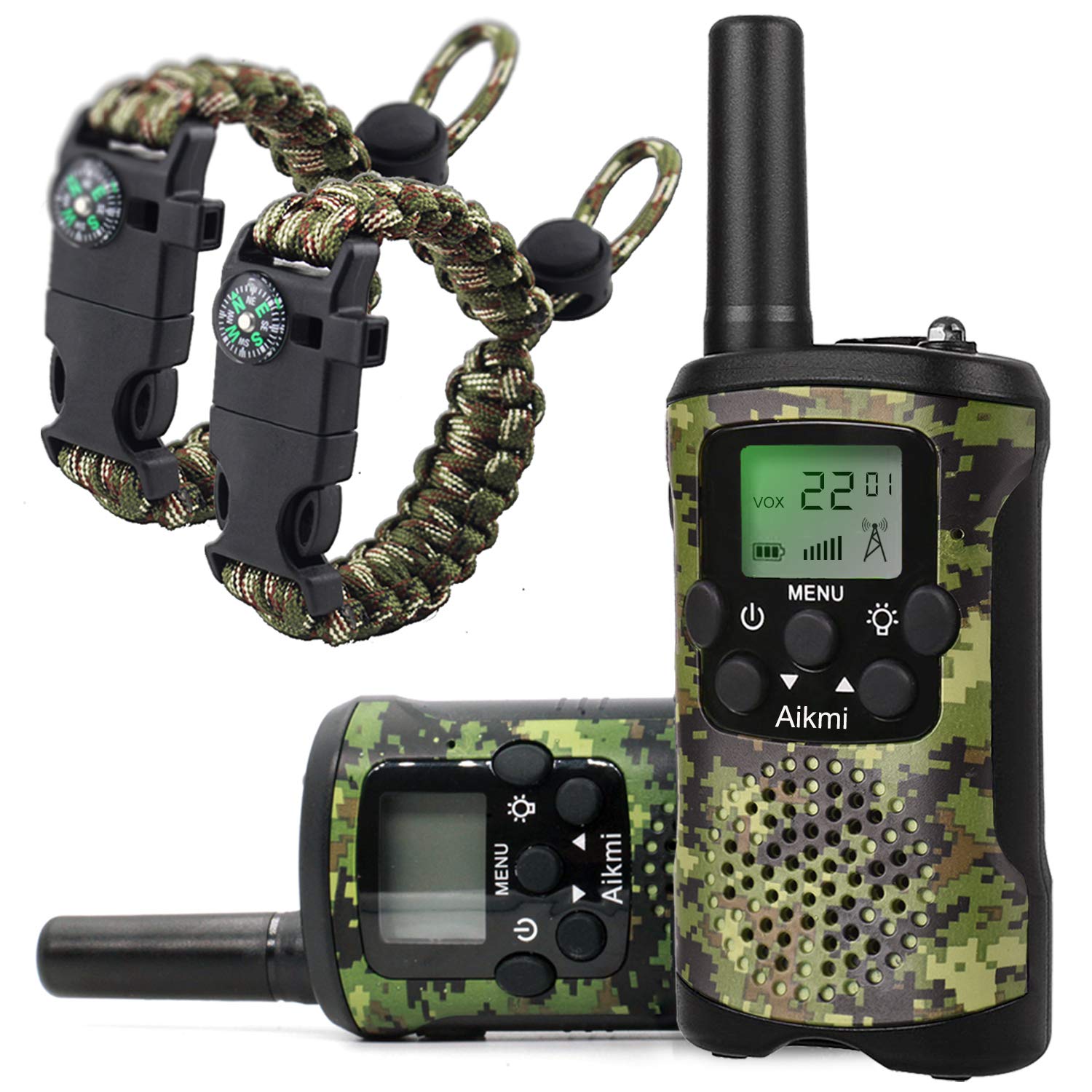 Kids Walkie Talkies 22 Channel 2-Way Radio - 3 Mile Range Durable Toy Walkie Talkie Set for Boys & Girls Ages 6+ | Perfect for Outdoor Adventures, Camping, Birthday Gifts & Family Games (Green Camo)