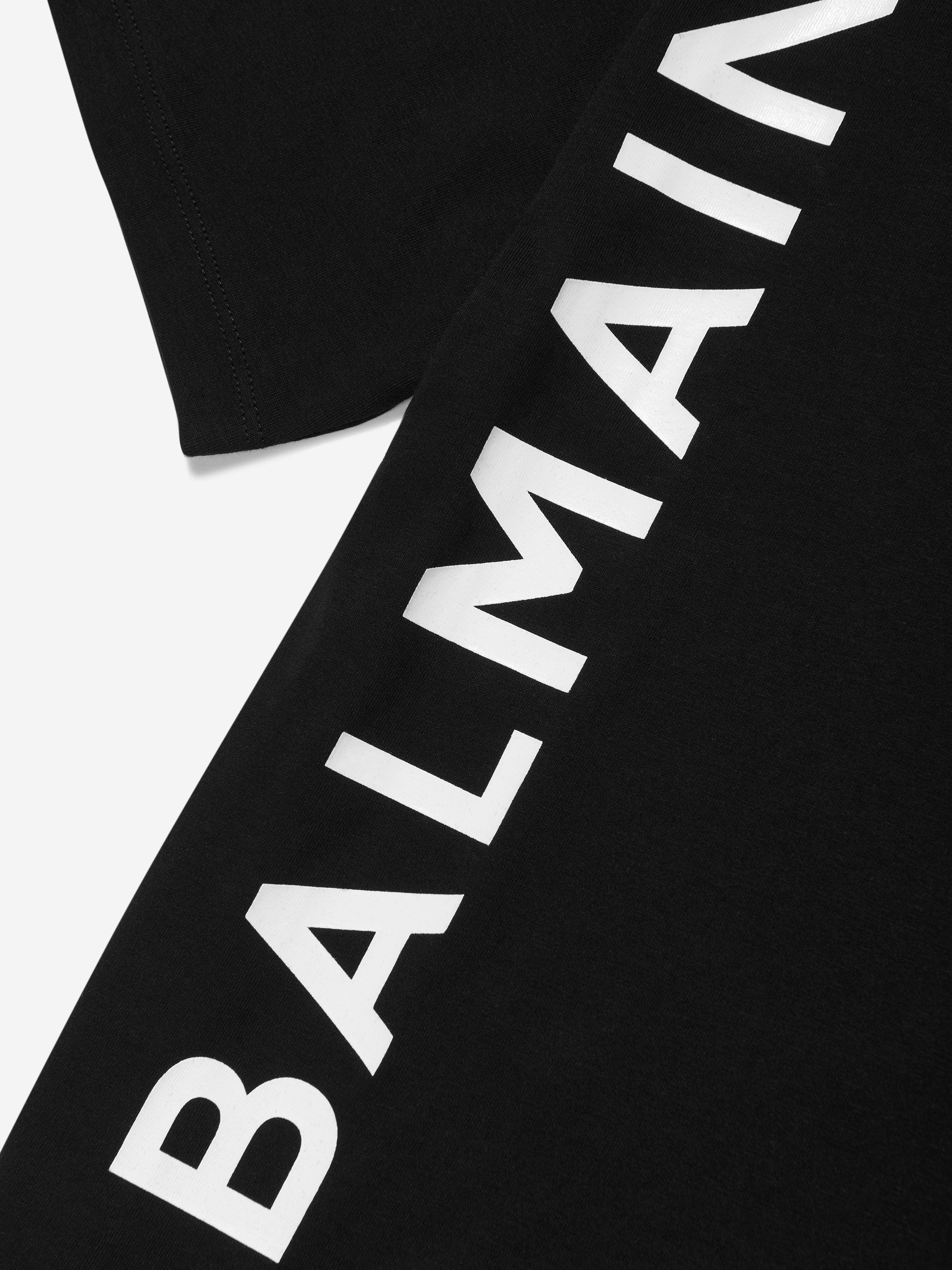 Balmain Kids Logo T-Shirt for Boys & Girls | Black Cotton Short Sleeve Tee | Casual Wear, Birthday Gifts, Family Outfits