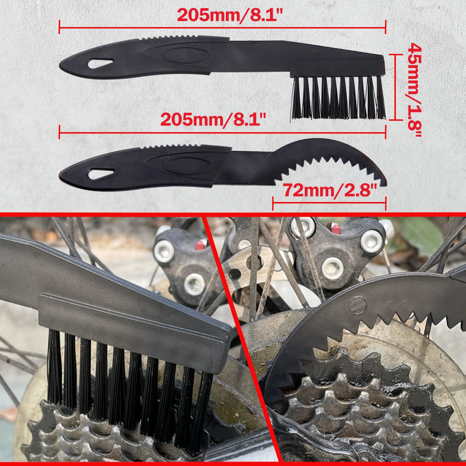 4-Piece Motorcycle & Bicycle Chain Cleaning Kit - Bike Chain Cleaner Brush, Crankset Brush & Grunge Brush for MTB, Road & Mountain Bikes - Perfect for DIY Bike Maintenance & Motorcycle Chain Care