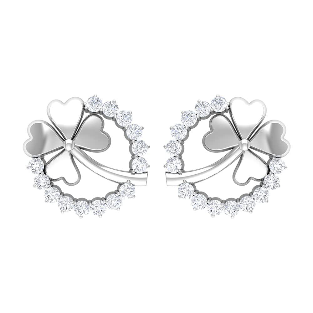Rosec Jewels - 3/4 CT Certified Moissanite Flower Stud Earrings for Women, 14K Solid Gold Eternity Earrings | Perfect for Weddings, Anniversaries & Special Occasions