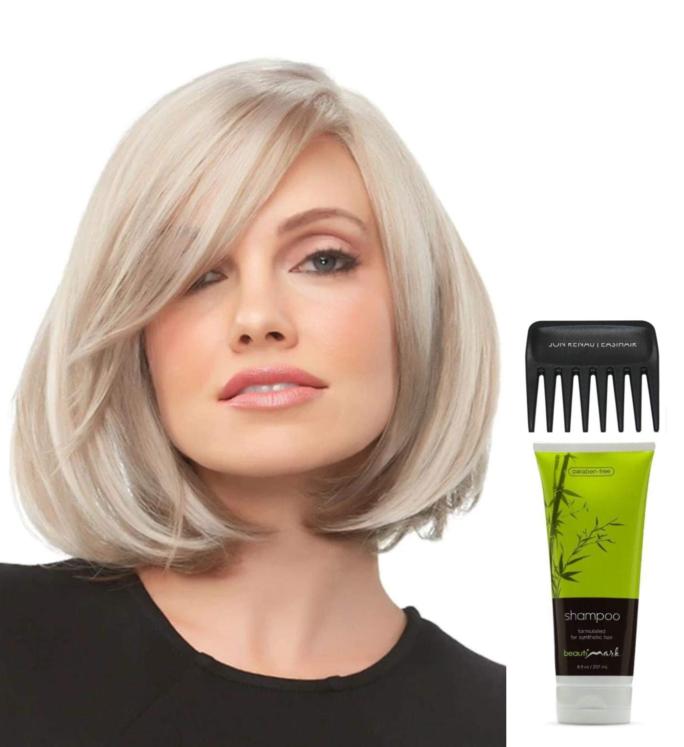 Jon Renau Kristi Wig Bundle - 4 Items Including Synthetic Shampoo, Wide Tooth Comb & Styling Guide (Color 14/26S10) | Perfect for Everyday Wear, Special Occasions & Hair Care Routine