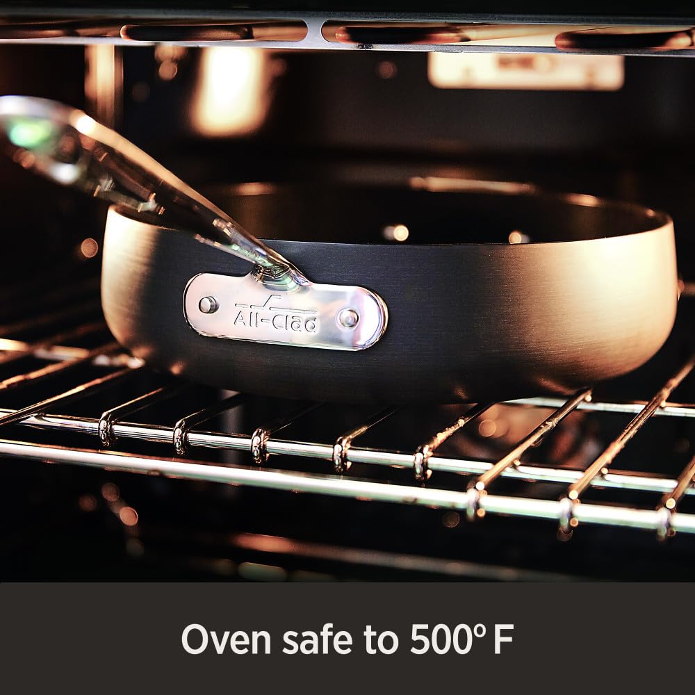 All-Clad HA1 Hard Anodized Nonstick Fry Pan Set - 3 Piece (8, 10 & 12 Inch) with Lids - Induction Compatible, Oven & Broiler Safe to 500°F - Black Nonstick Cookware for Sautéing, Frying & Baking - Perfect for Home Chefs & Professional Kitchens
