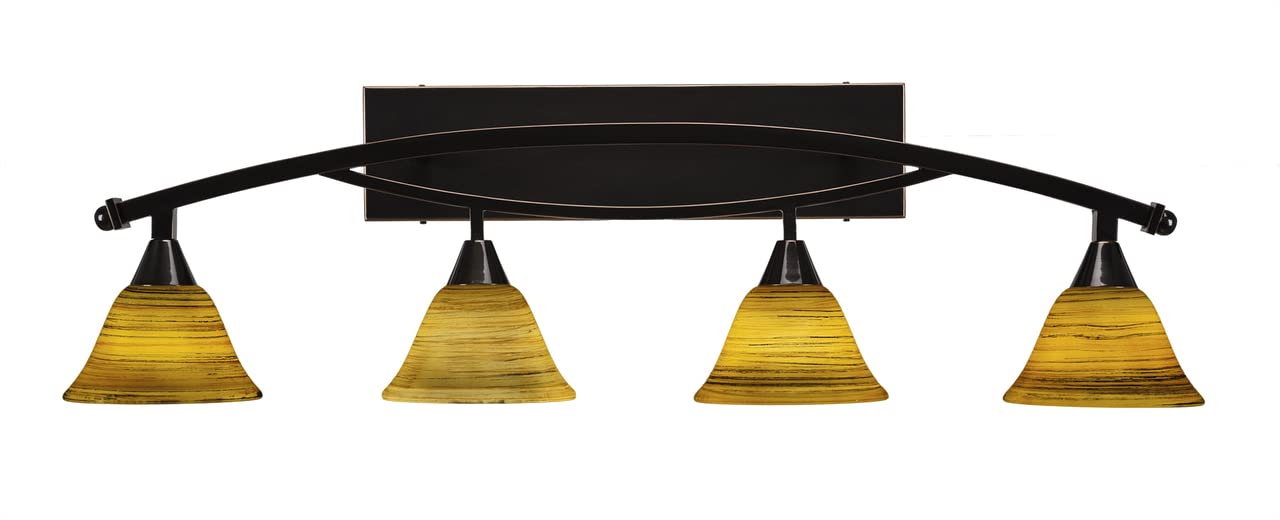 Toltec Lighting Bow 4-Light Bathroom Vanity Light Fixture in Black Copper - Modern Bath Bar for Bathroom, Powder Room & Dressing Area (174-BC-454)
