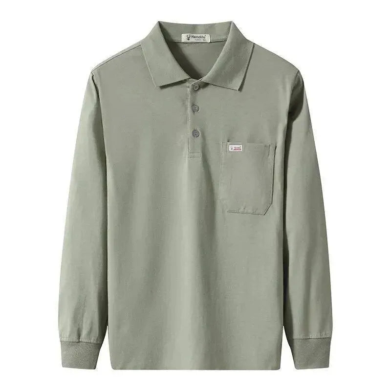 Premium Men's Long Sleeve Cotton Polo Shirt - Breathable & Comfortable Business Casual Wear for Office, Golf & Outdoor Activities