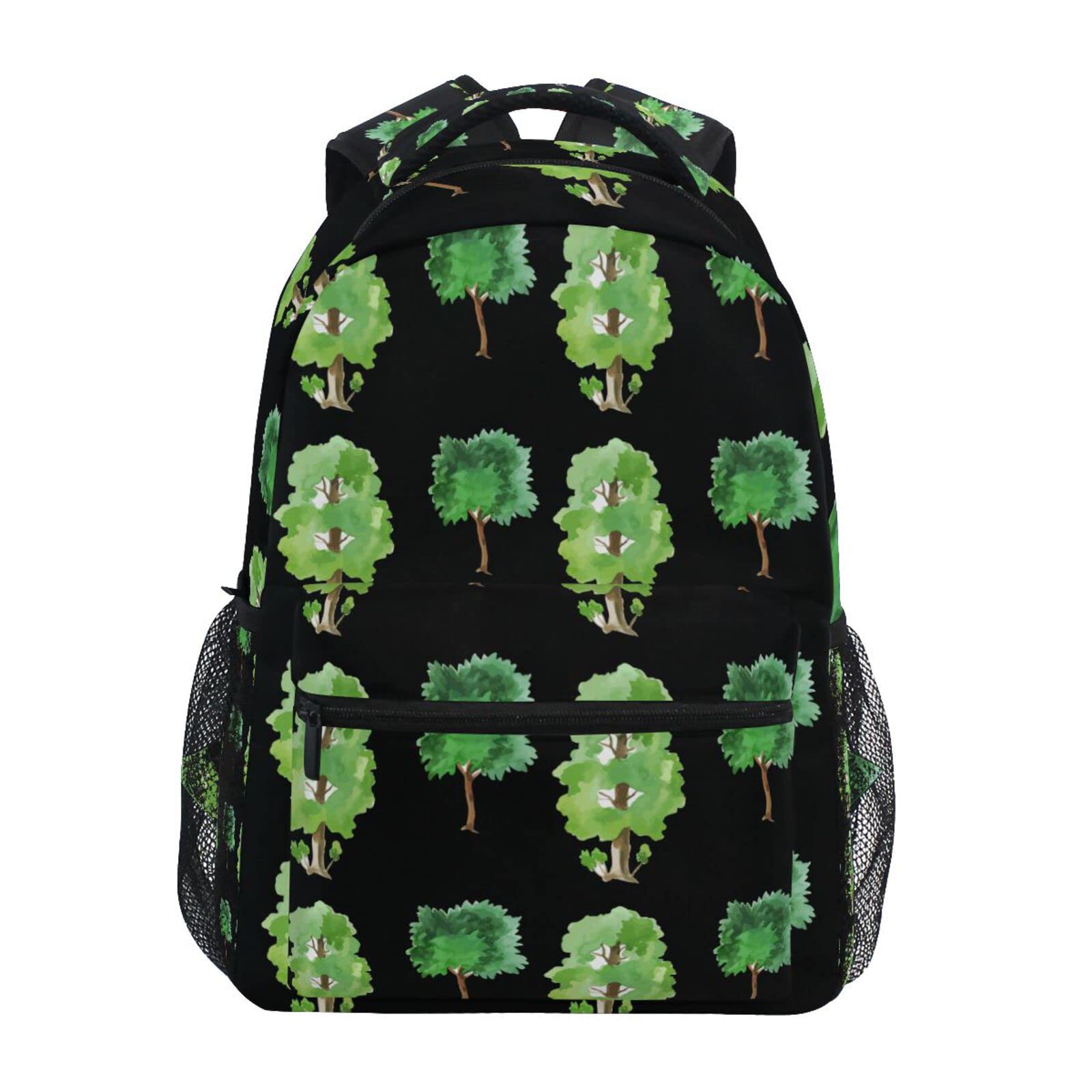 Acpiggto Watercolor Cartoon Backpack - Lightweight Daypack with Name Label for Gym, Sports & Travel - Green Tree Design Unisex Shoulder Bag for Men & Women - Perfect for School, Hiking & Casual Outings