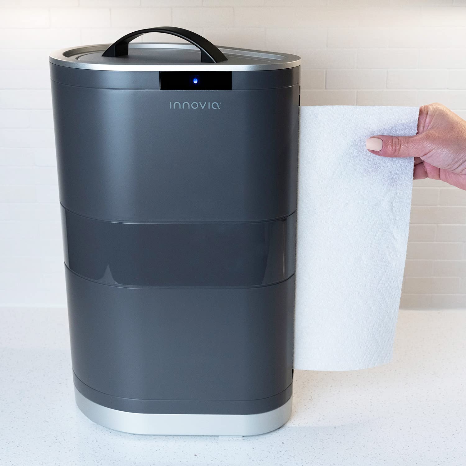 Innovia Touchless Paper Towel Dispenser - Automatic Countertop Hand Towel Holder, Grey | Hygienic Kitchen & Bathroom Solution for Home & Office