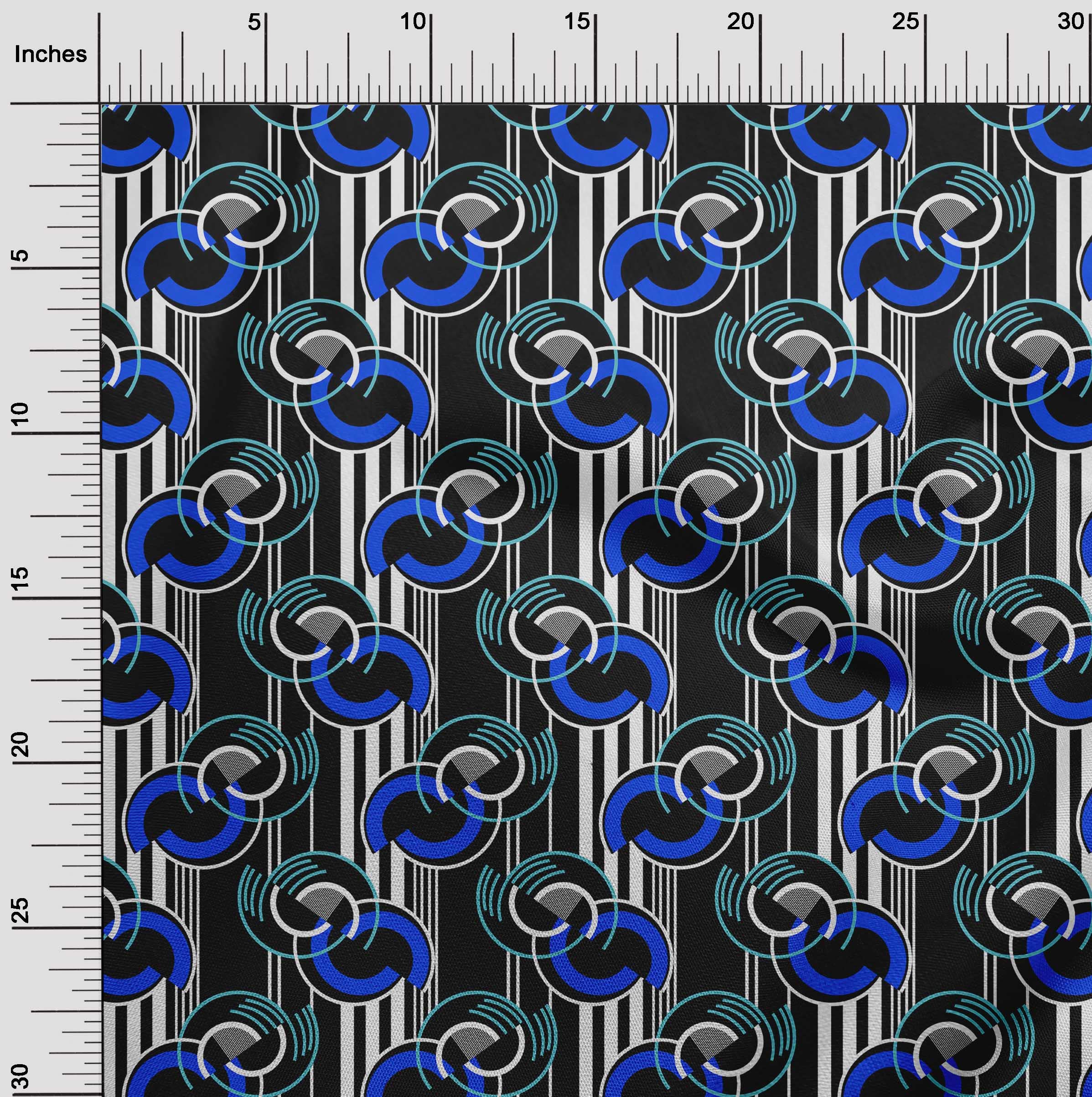 oneOone Polyester Spandex Black Geometric Print Fabric by The Yard - 56 Inch Wide Stretch Dress Material for DIY Fashion, Home Decor & Craft Projects
