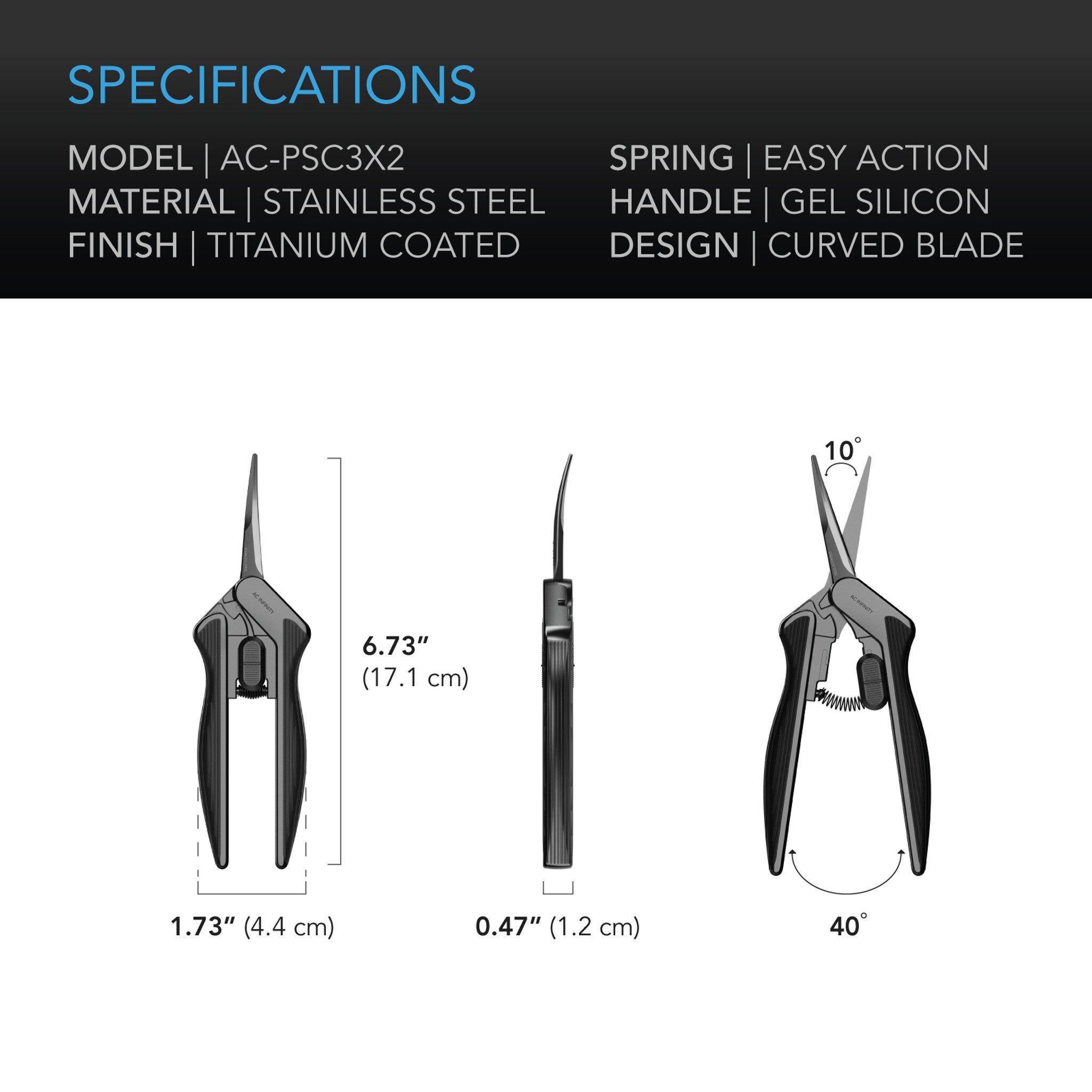 Stainless Steel Curved Pruning Shears - Ergonomic Lightweight Garden Scissors with 6.6