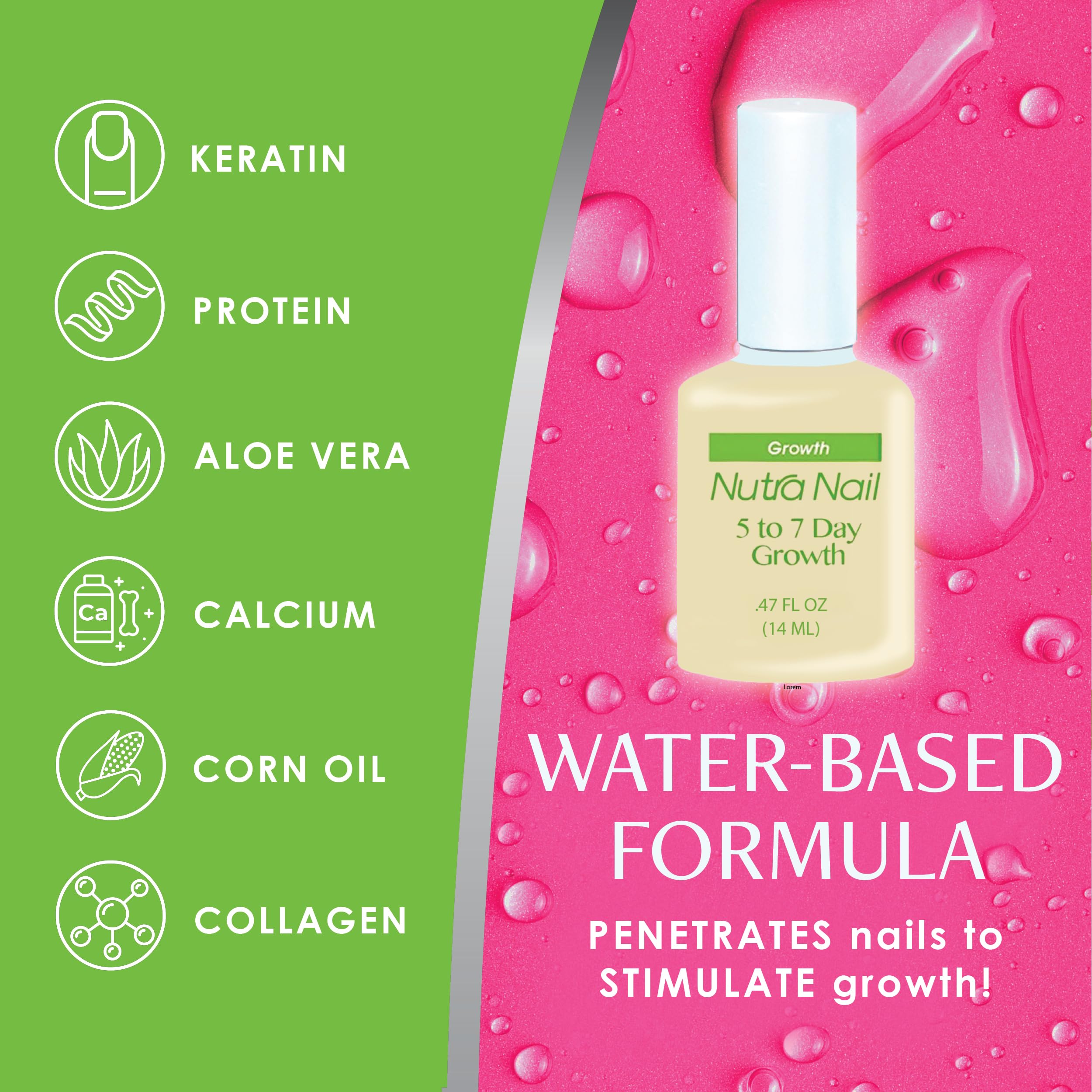 Nutra Nail 5 to 7 Day Growth Treatment - Fast Keratin Nail Hardener & Strengthener for Thin, Brittle & Damaged Nails (0.47 Fl Oz) | Salon-Quality At-Home Nail Care Solution for Stronger, Healthier Nails