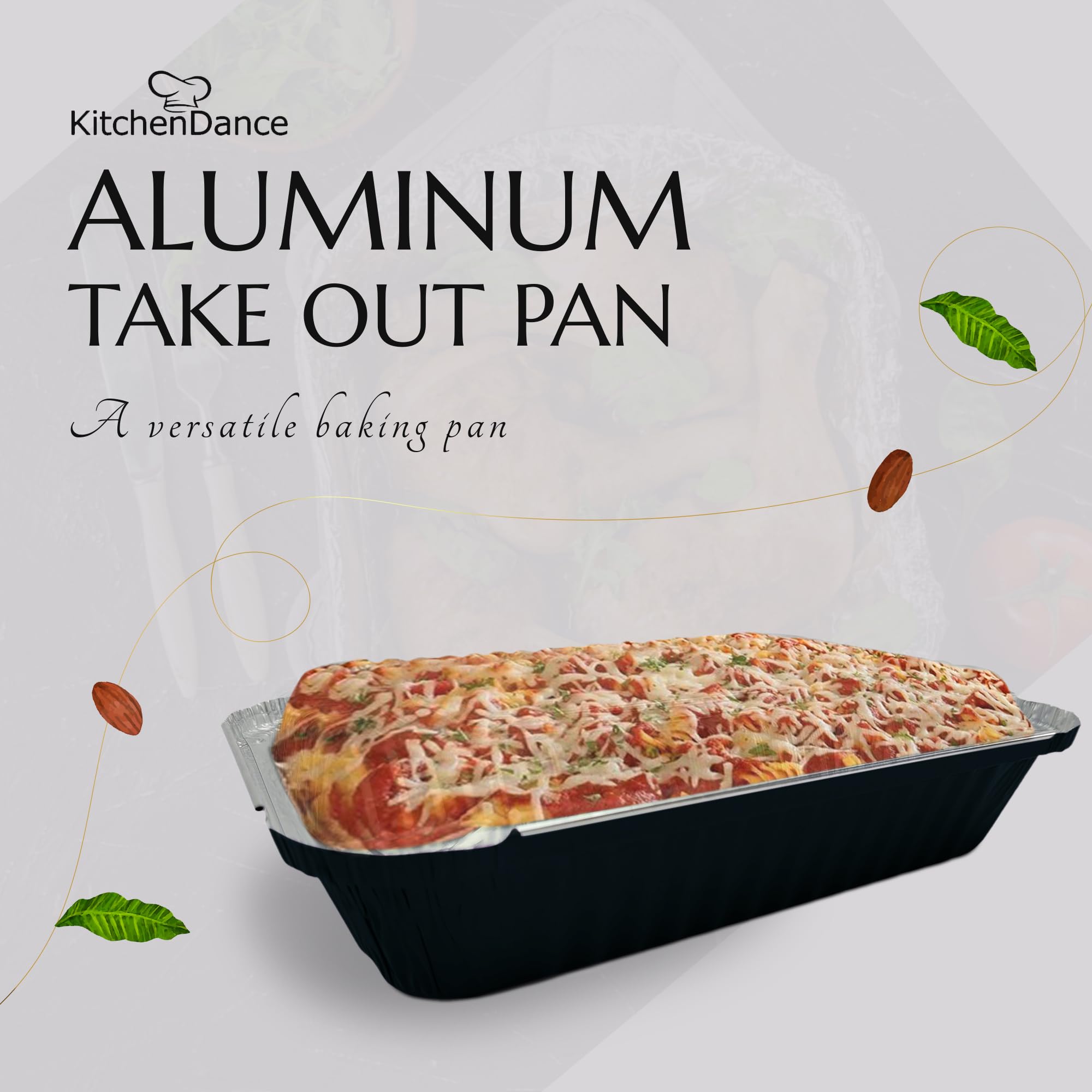 KitchenDance 1.5 LB Aluminum Foil Pans with Plastic Lids - Durable Oblong Shallow Containers for Cooking, Baking, Freezing & Food Storage - Perfect for Restaurants, Catering, Meal Prep & Home Kitchens (6417P)