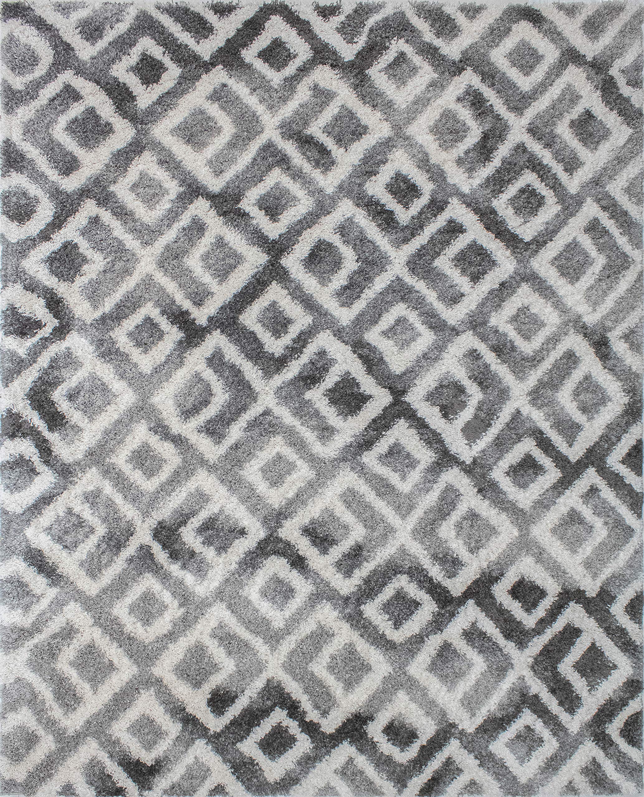 Luxury Noori Shag Area Rug - Soft Plush Charcoal & Ivory Carpet for Living Room, Bedroom, or Nursery - Cozy Home Decor