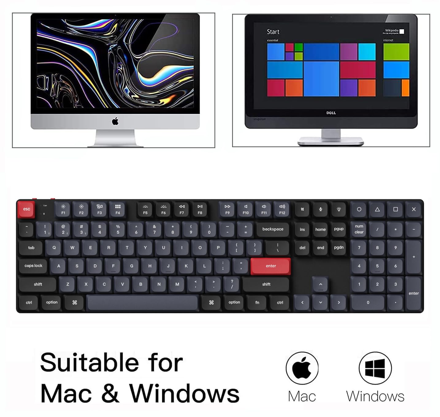 Keychron K5 Pro Wireless Mechanical Keyboard - Hot-Swappable 108-Key Full Size with QMK/VIA Programmable, Ultra-Slim RGB Low Profile Red Switch, Bluetooth/USB-C for Mac Windows Linux - Perfect for Gaming, Coding & Office Work