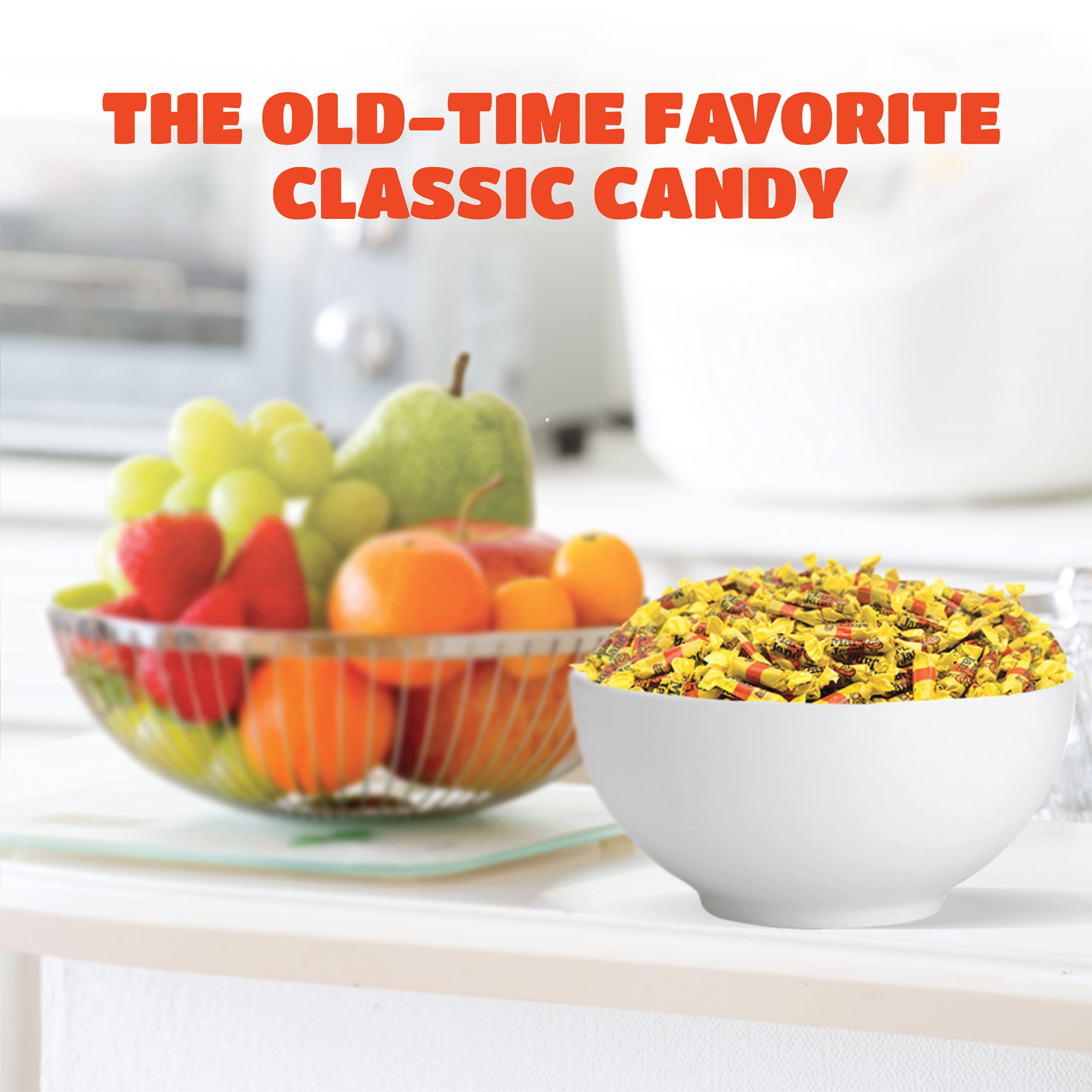 Mary Jane Taffy Candy - 2 Pound Bulk Pack (Approx 240 Pieces) - Old Fashioned Peanut Butter Chewy Candy - Perfect for Halloween Treats, Party Favors & Nostalgic Gift Giving