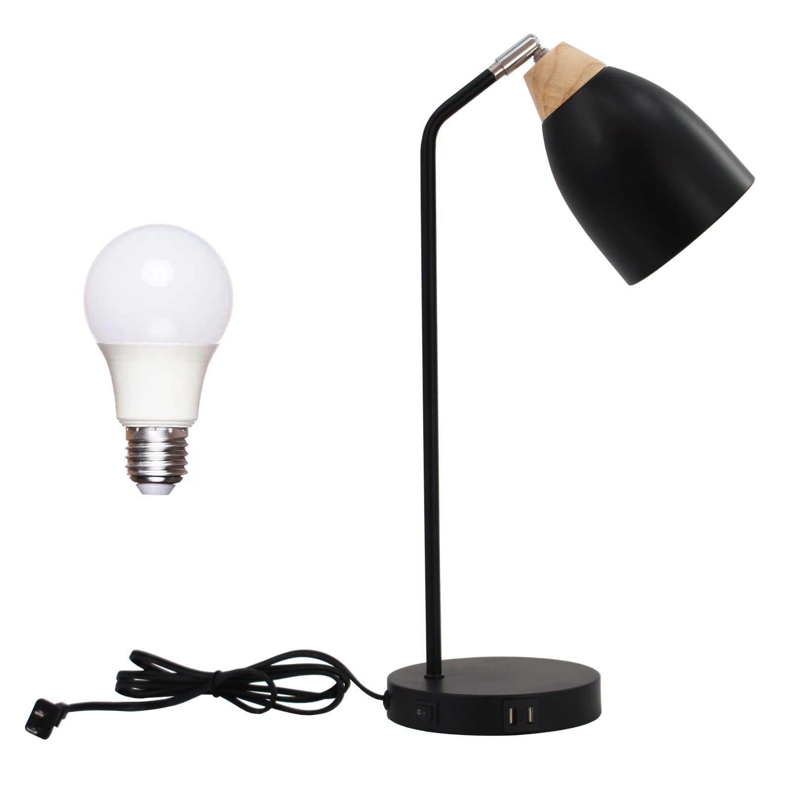 **Modern LED Table Lamp for Bedroom, Study, Office & Dorm - MINGHE Adjustable Desk Lamp with Bulb Included (Black) - Perfect for Reading, Working & Nightstand Lighting**