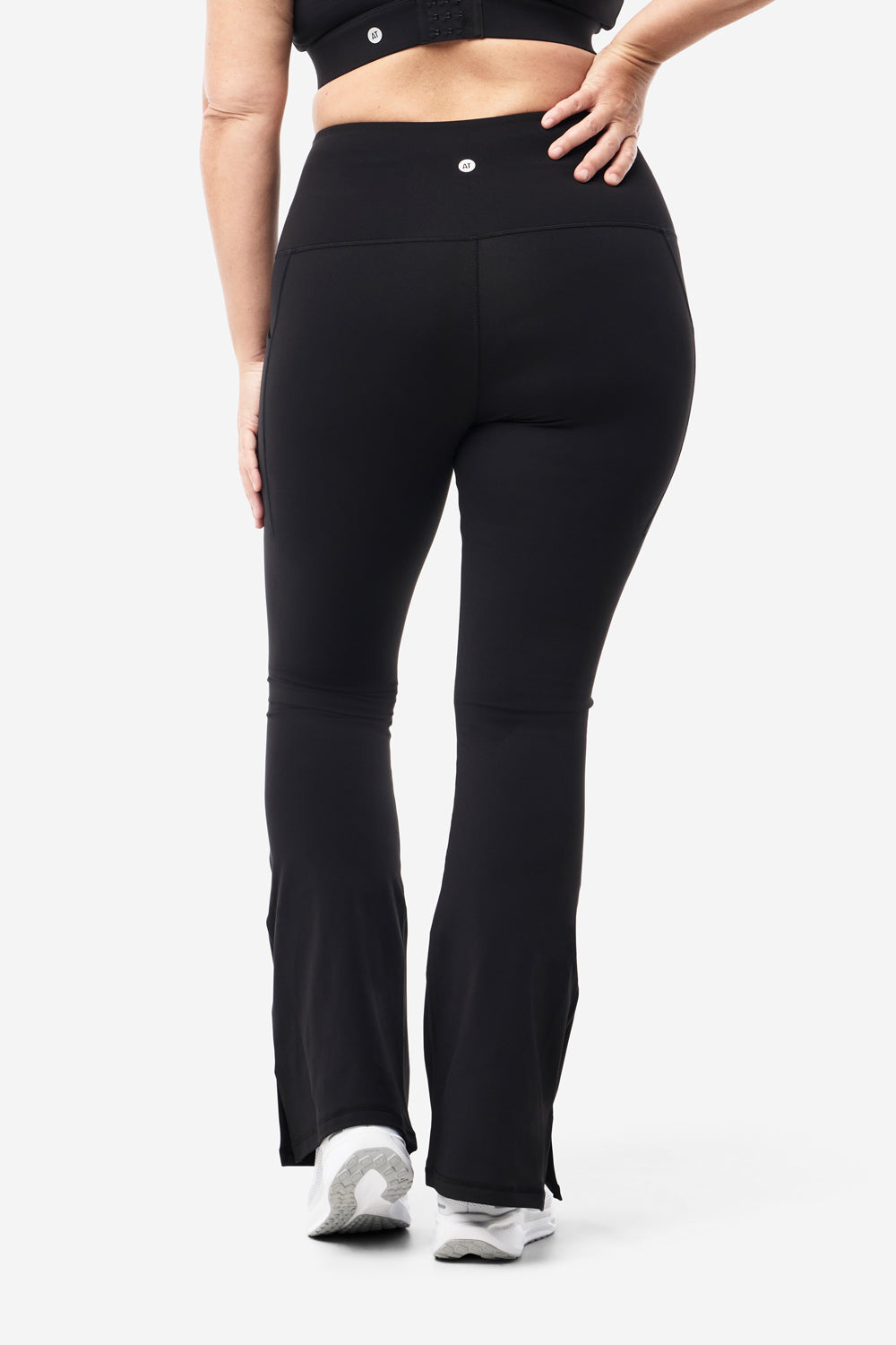 Core Pocket Base No Chafe Flare Leggings - Black - High Waist Yoga Pants for Women, Workout & Running with Anti-Chafing Design - Perfect for Gym, Lounge & Everyday Wear