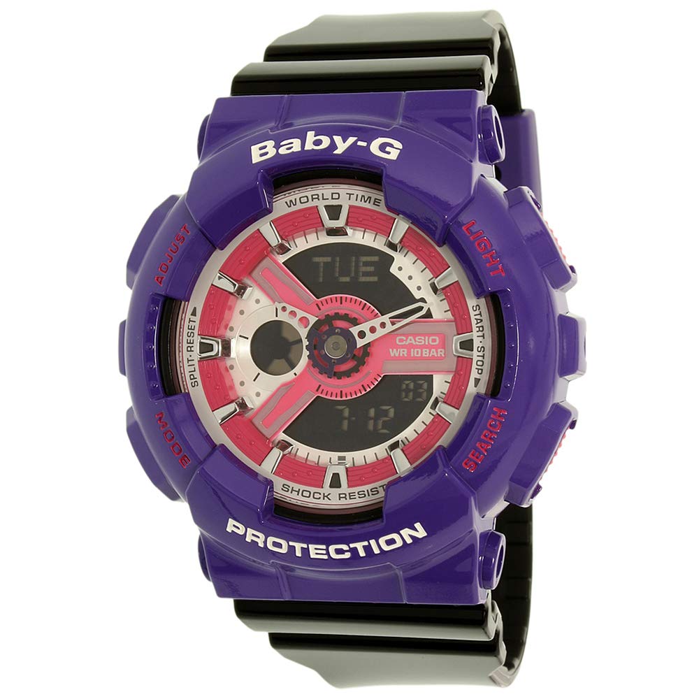 Casio Women's Baby-G BA110NC-6A Purple Resin Quartz Watch - Shock Resistant Digital Sport Watch for Women, Perfect for Running, Swimming & Outdoor Activities