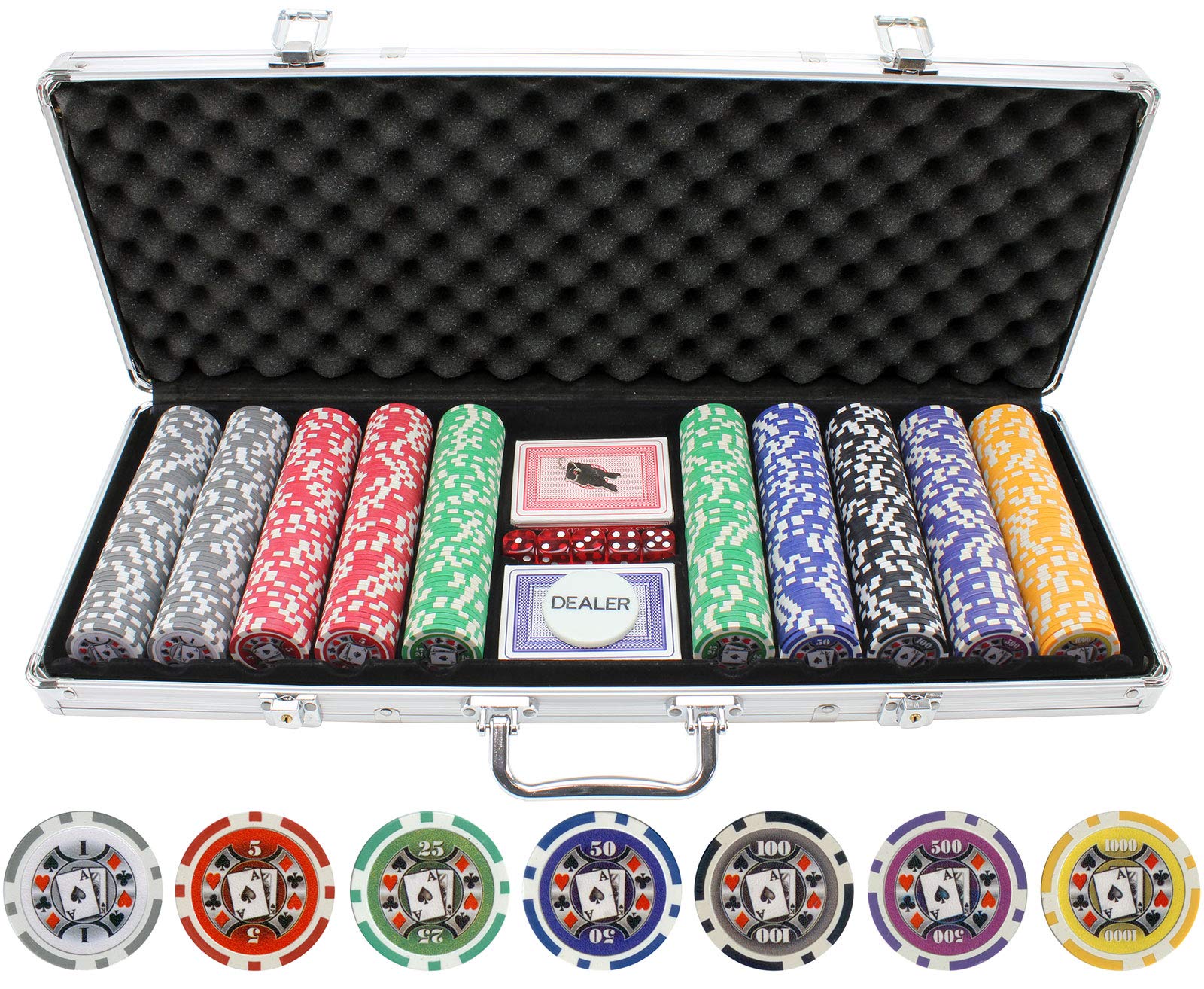 Versa Games 500-Piece Poker Chips Set - 11.5g Casino Chips for Home Poker Nights