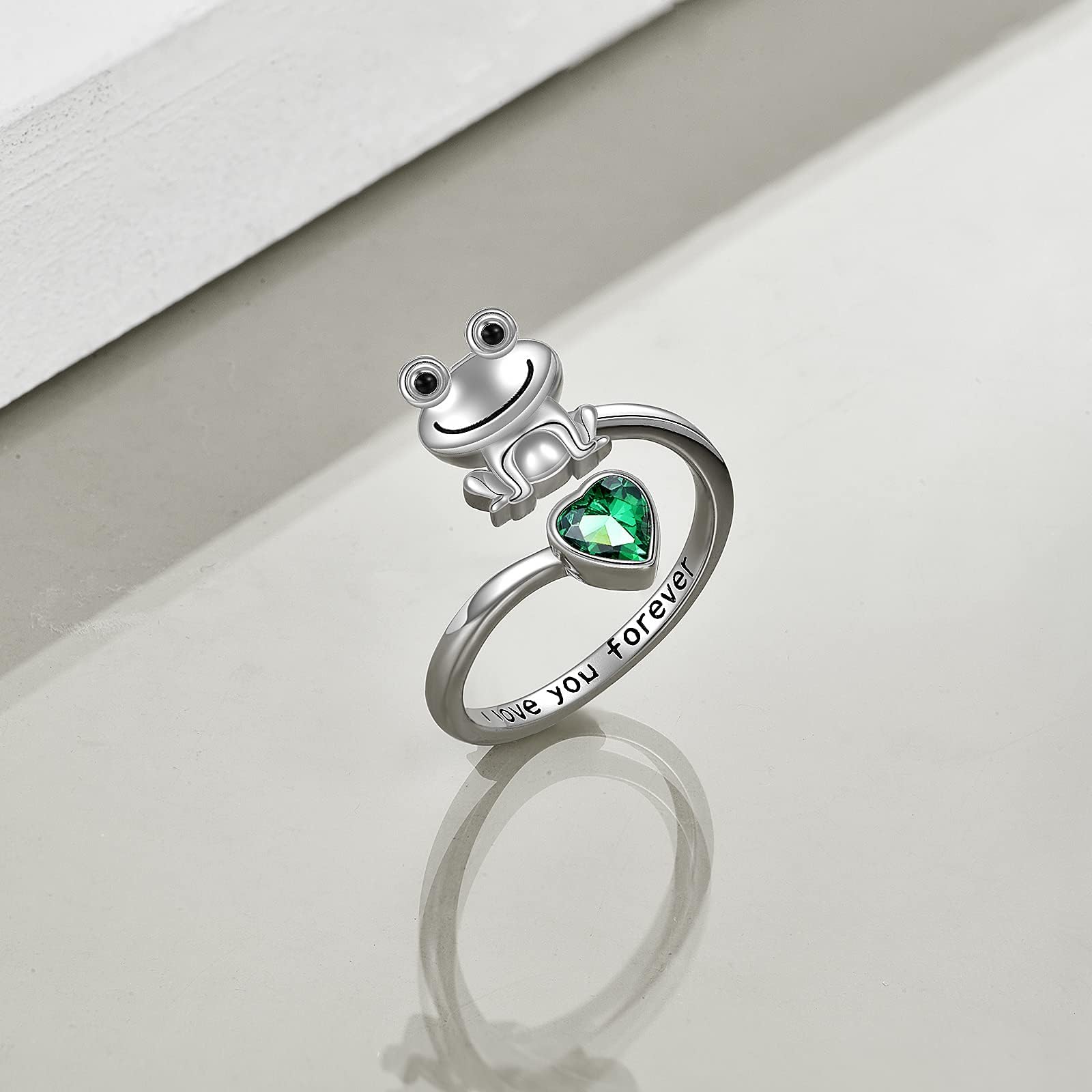 POPLYKE 925 Sterling Silver Anxiety Rings for Women & Men - Frog, Wolf, Dragonfly, Hummingbird, Fox, Elephant, Panda, Red Panda & Angel Wings Designs - Open Adjustable Rings for Stress Relief & Fashion Jewelry - Perfect for Gifts, Daily Wear & Meditation Accessories