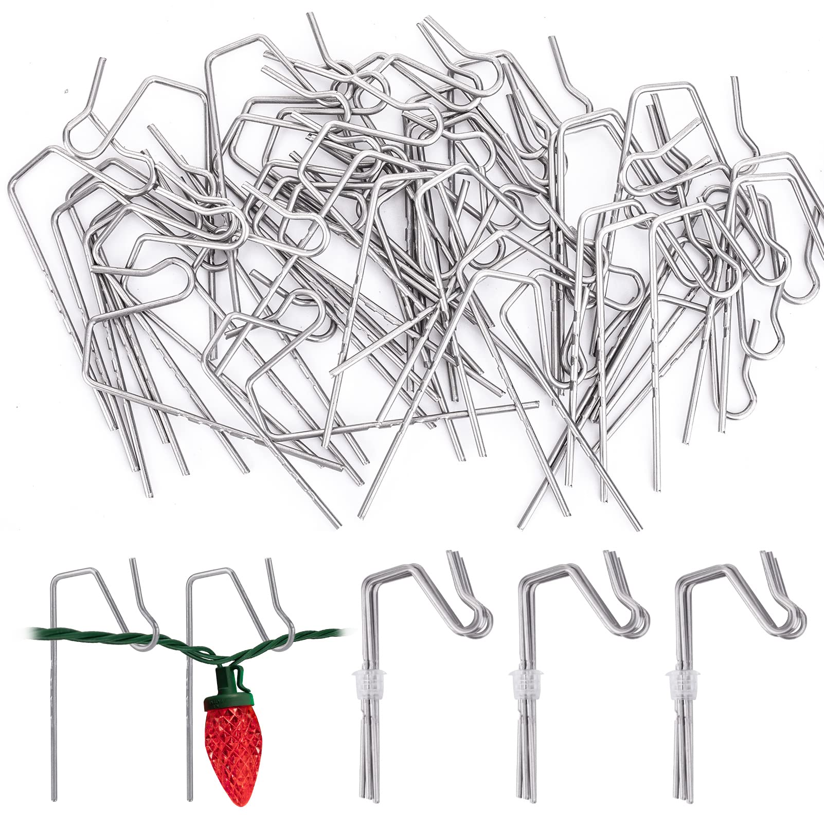 60-Pack Heavy Duty Metal Gutter Hooks for Outdoor Christmas Lights - Weatherproof Gutter Clips for Hanging Holiday Decorations on Roofs, Fences & Eaves - Perfect for Christmas Light Displays & Year-Round Outdoor Decor