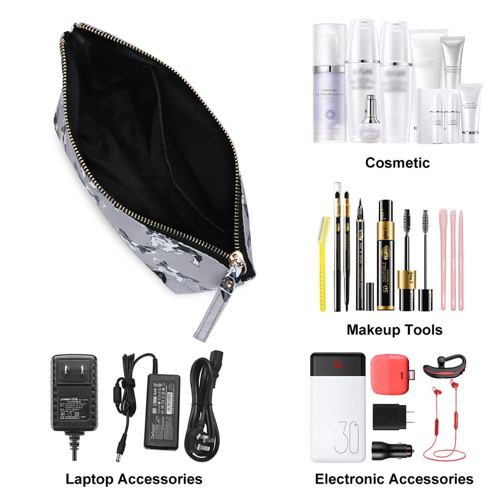 Waterproof Travel Makeup Bag - Small Cosmetic Toiletry Case for Women | Perfect for Vacation, Gym & Daily Use | Cute Dog Pattern Design