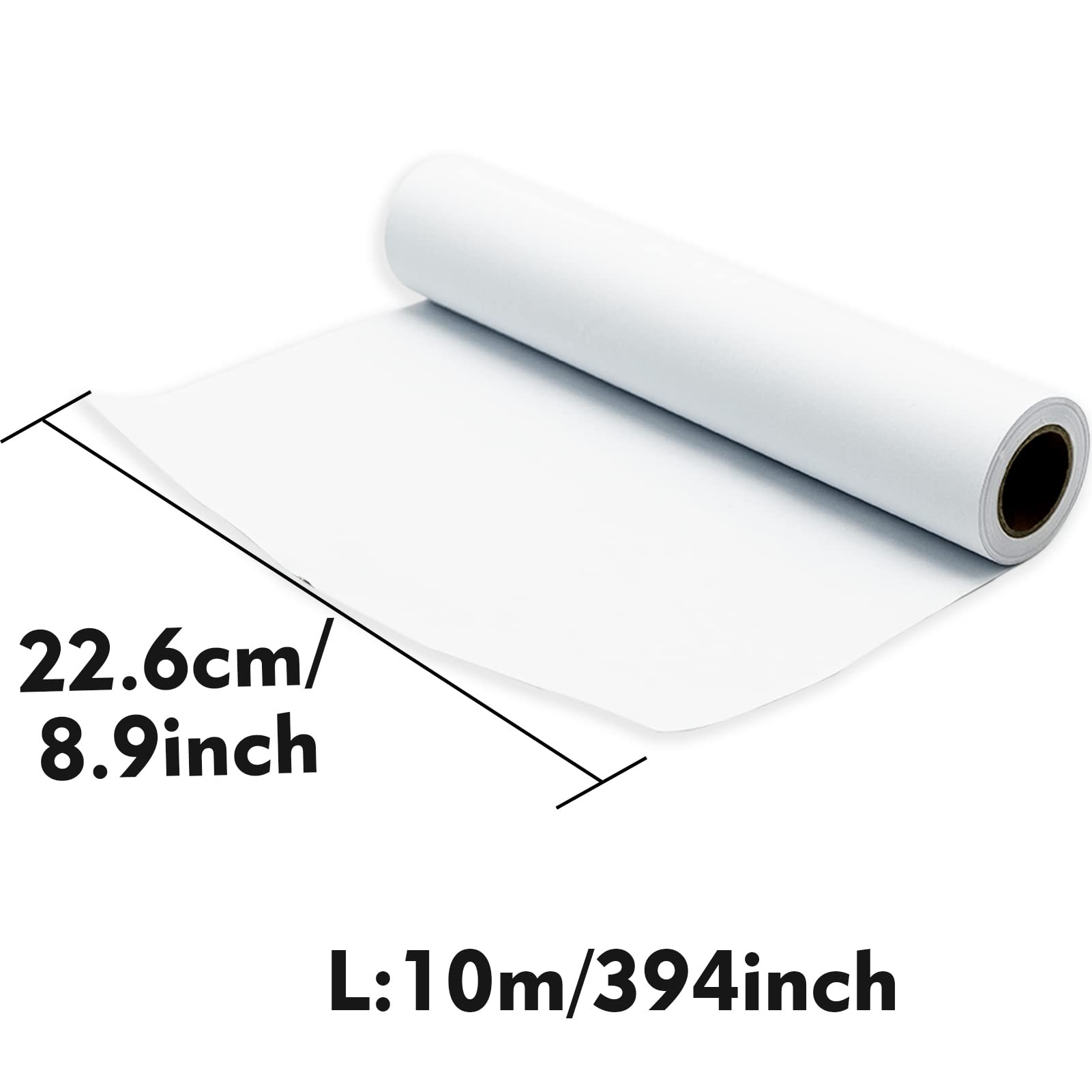 White Drawing Paper Roll - 10m Art Paper for Painting & Sketching - 22.5cm Wide Fadeless Easel Paper for Kids - Perfect for Classroom Art Projects, Bulletin Boards & Home Crafting