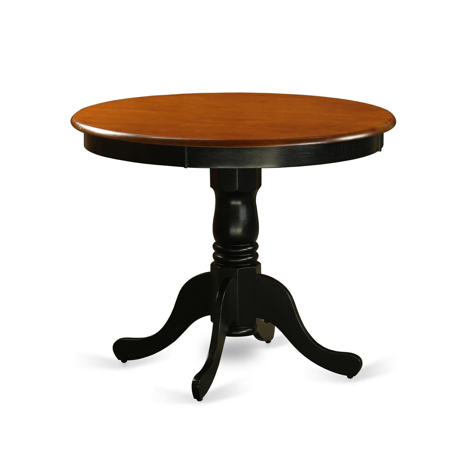 East West Furniture ANDO3-BCH-W 3-Piece Round Dining Table Set with Pedestal Base & 2 Kitchen Chairs, 36x36 Inch, Black & Cherry - Perfect for Small Spaces, Breakfast Nooks, and Cozy Apartments
