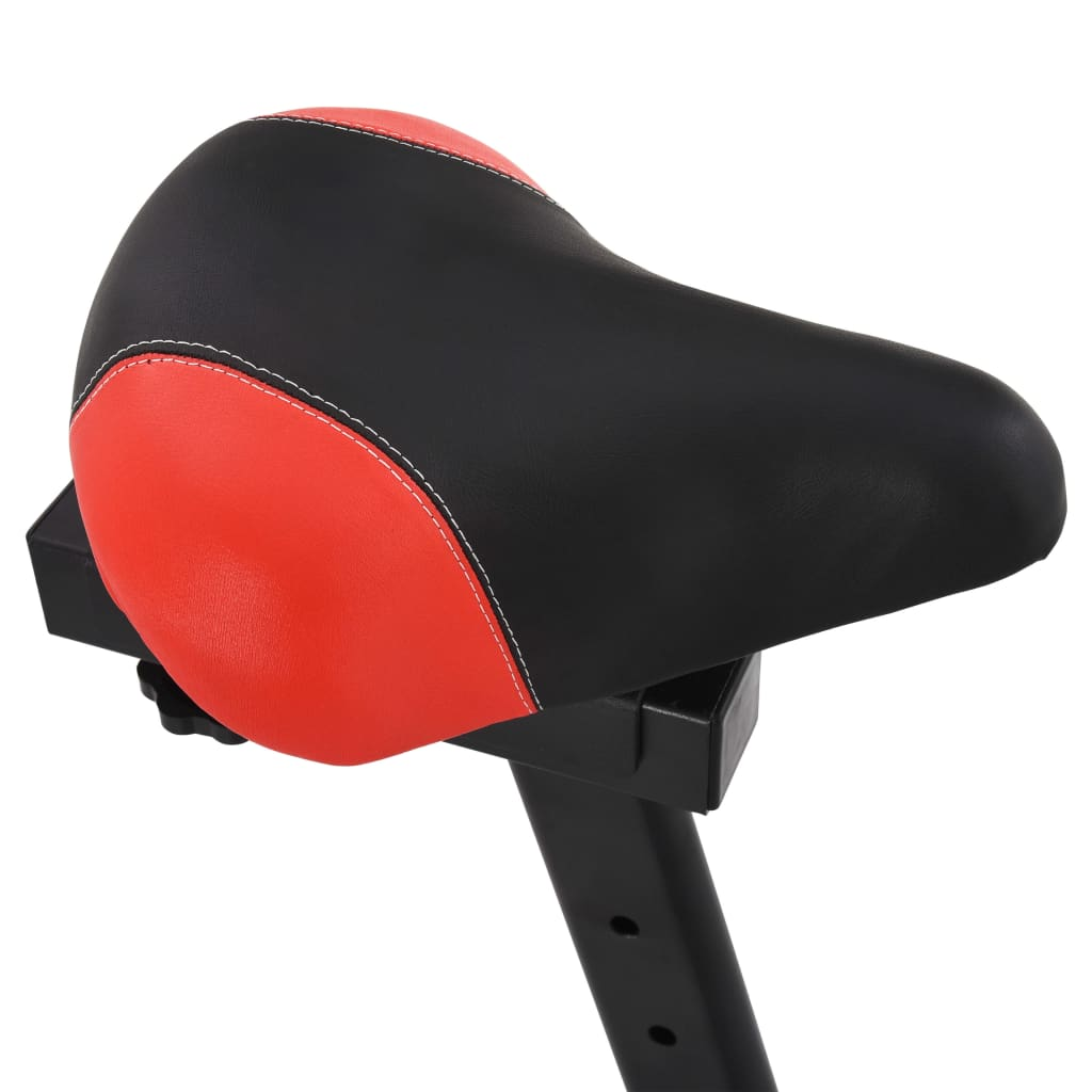 VidaXL White and Red Exercise Training Bike with Pulse Sensors - Perfect for Home Gym, Cardio Workouts & Fitness Training