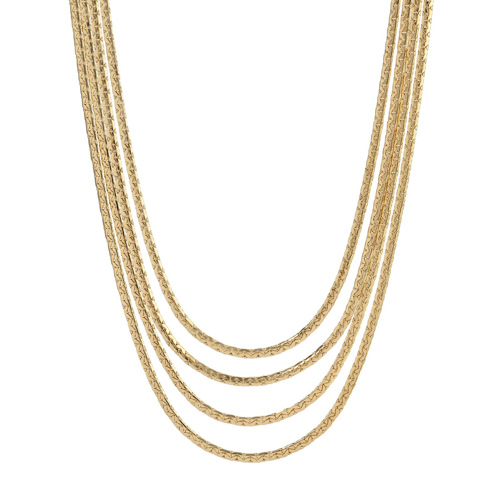 1928 Jewelry 4-Layer Gold Plated Chain Necklace for Women - 16