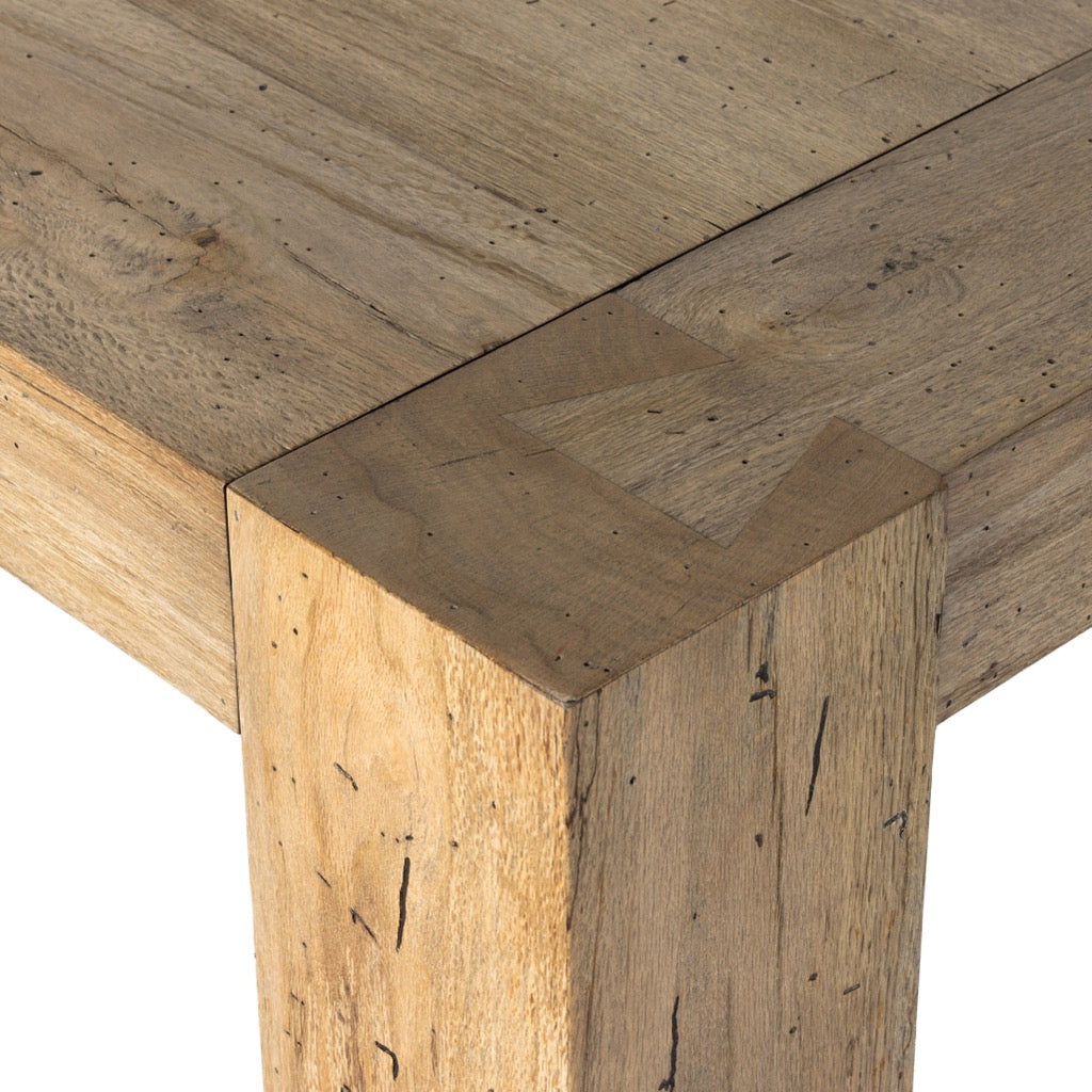 Rustic Wormwood Oak Dining Table - Farmhouse Style Solid Wood Kitchen Table for Dining Room & Home Decor