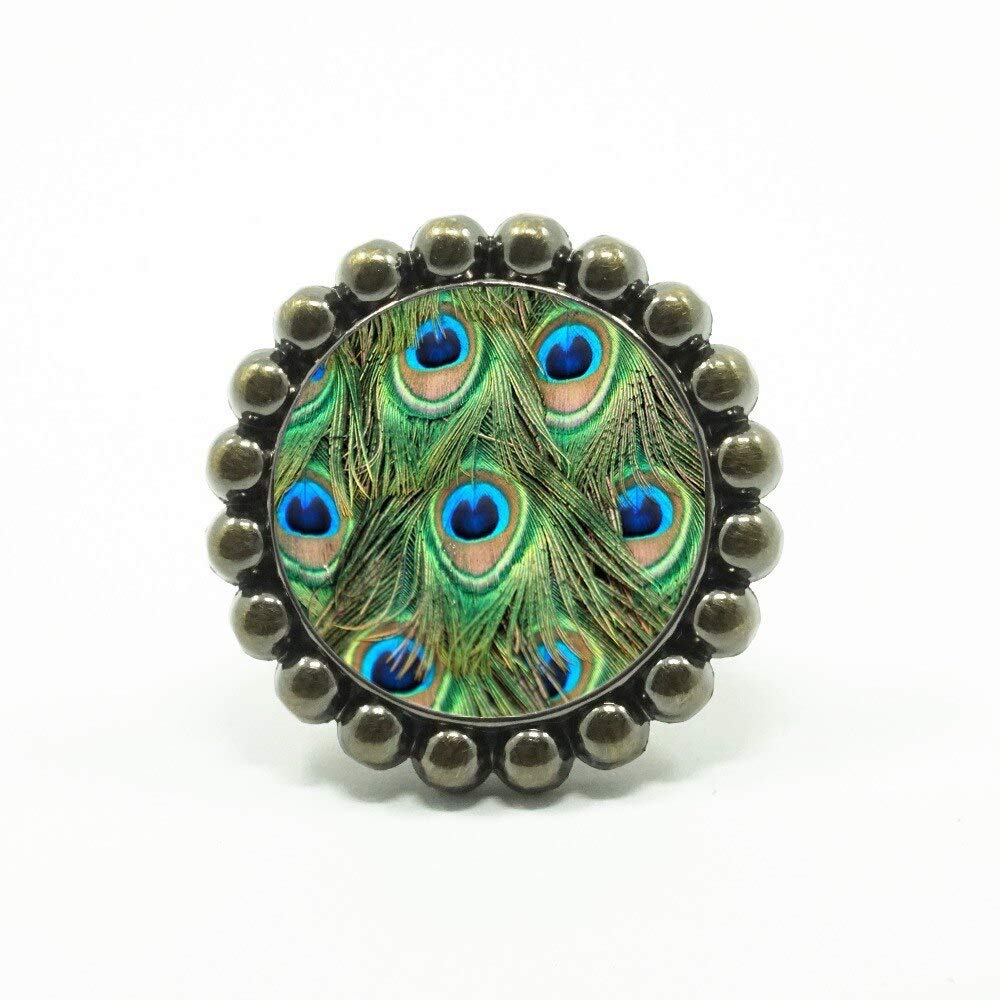 Peacock Feather Cabinet Pulls - Bronze Drawer Handles for Kitchen & Dresser