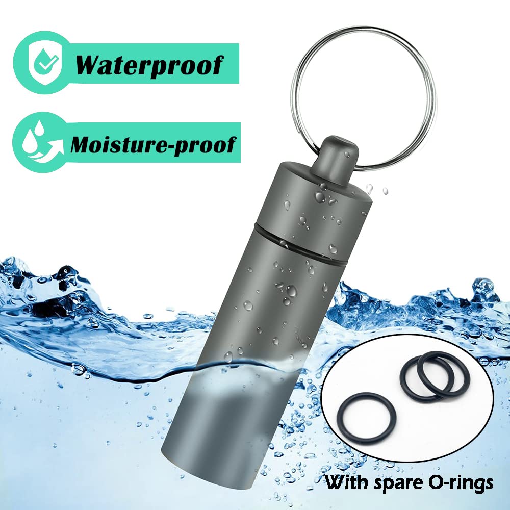 3 Pack Aluminum Pill Fob Keychain - Waterproof Medicine Container for Nitroglycerin, Ear Plugs & Matches | Portable Survival Tin for Camping, Hiking & Emergency First Aid Kits