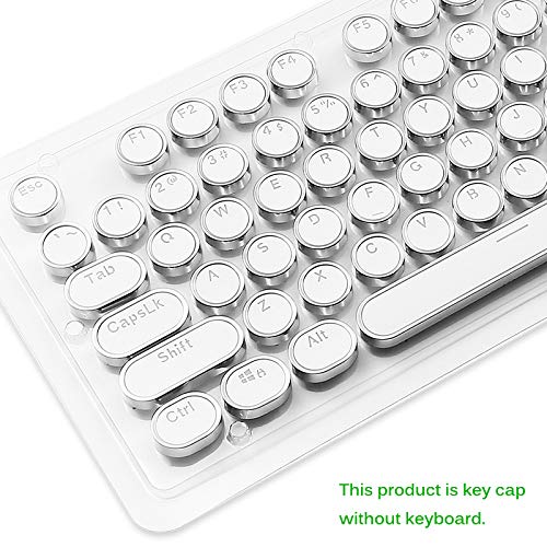 TopHGC 104 Keycap Set for Mechanical Keyboards - Retro Typewriter Punk Style Round Keycaps, Compatible with Most Backlit Keyboards (Black) | Perfect for Gaming, Typing & Custom Keyboard Builds