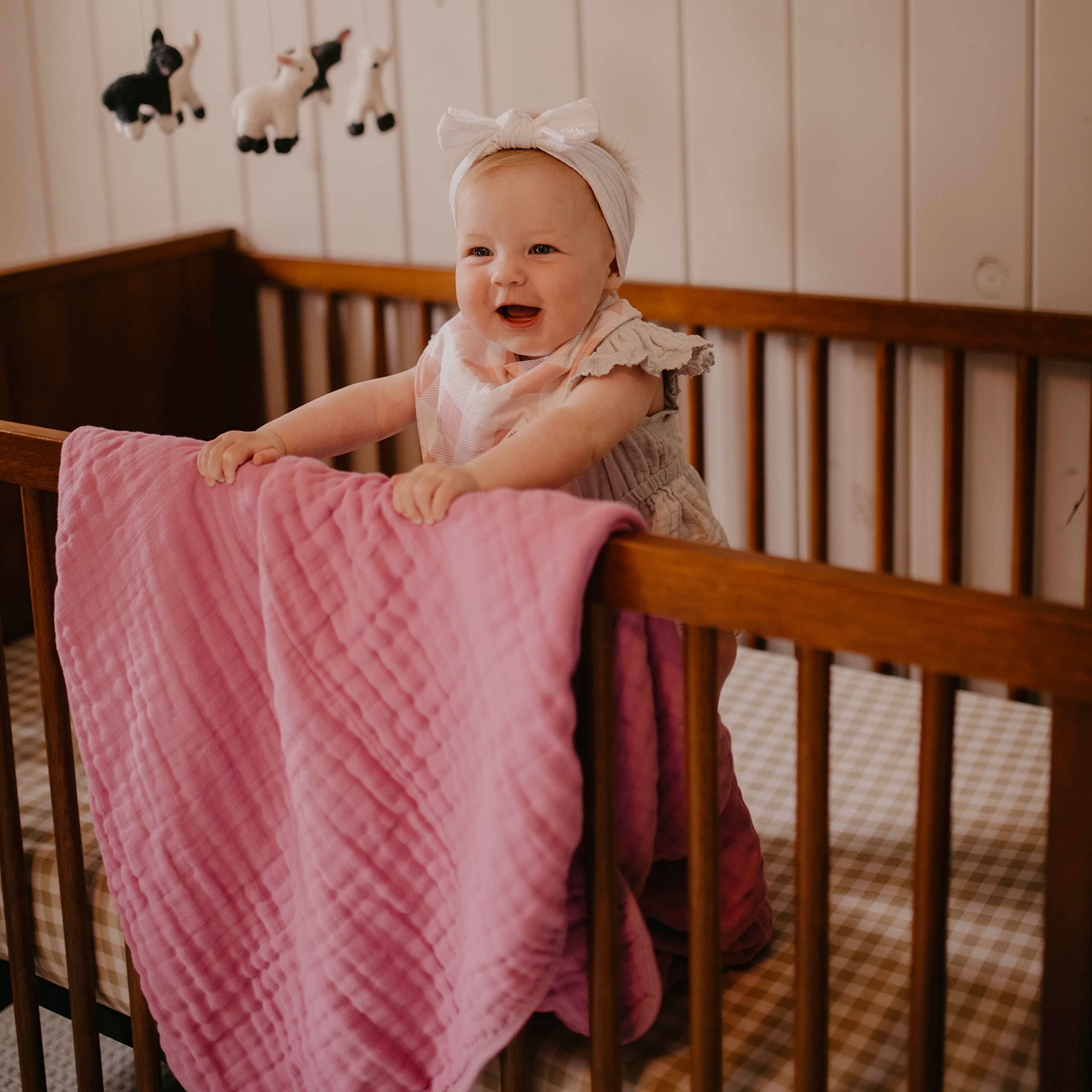 Parker Baby Muslin Blanket - 100% Soft Cotton Toddler Quilt & Swaddle Blanket | Gender Neutral 47