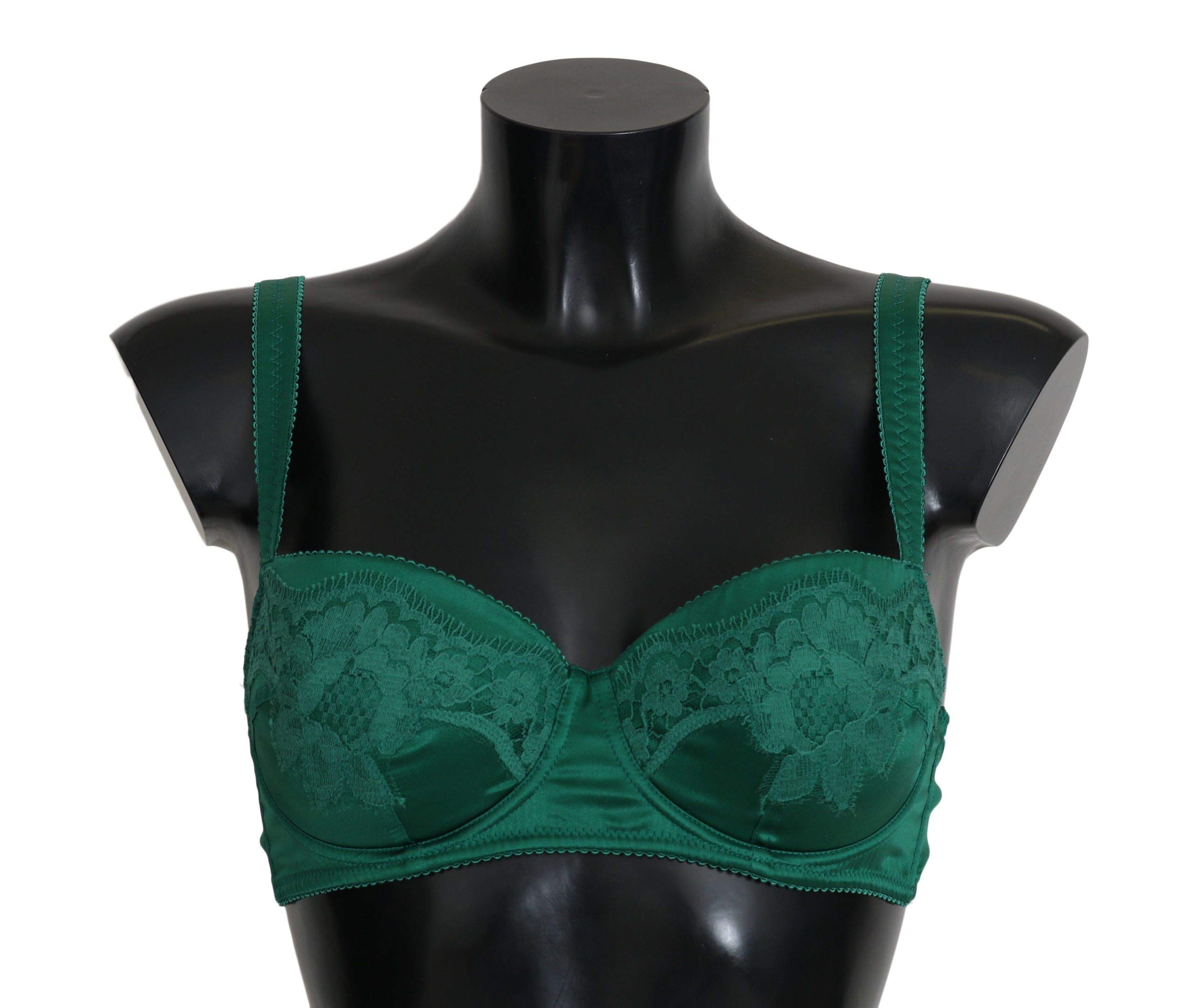 Dolce & Gabbana Women's Green Silk Stretch Floral Lace Bra - Comfortable Underwear for Everyday Wear & Special Occasions
