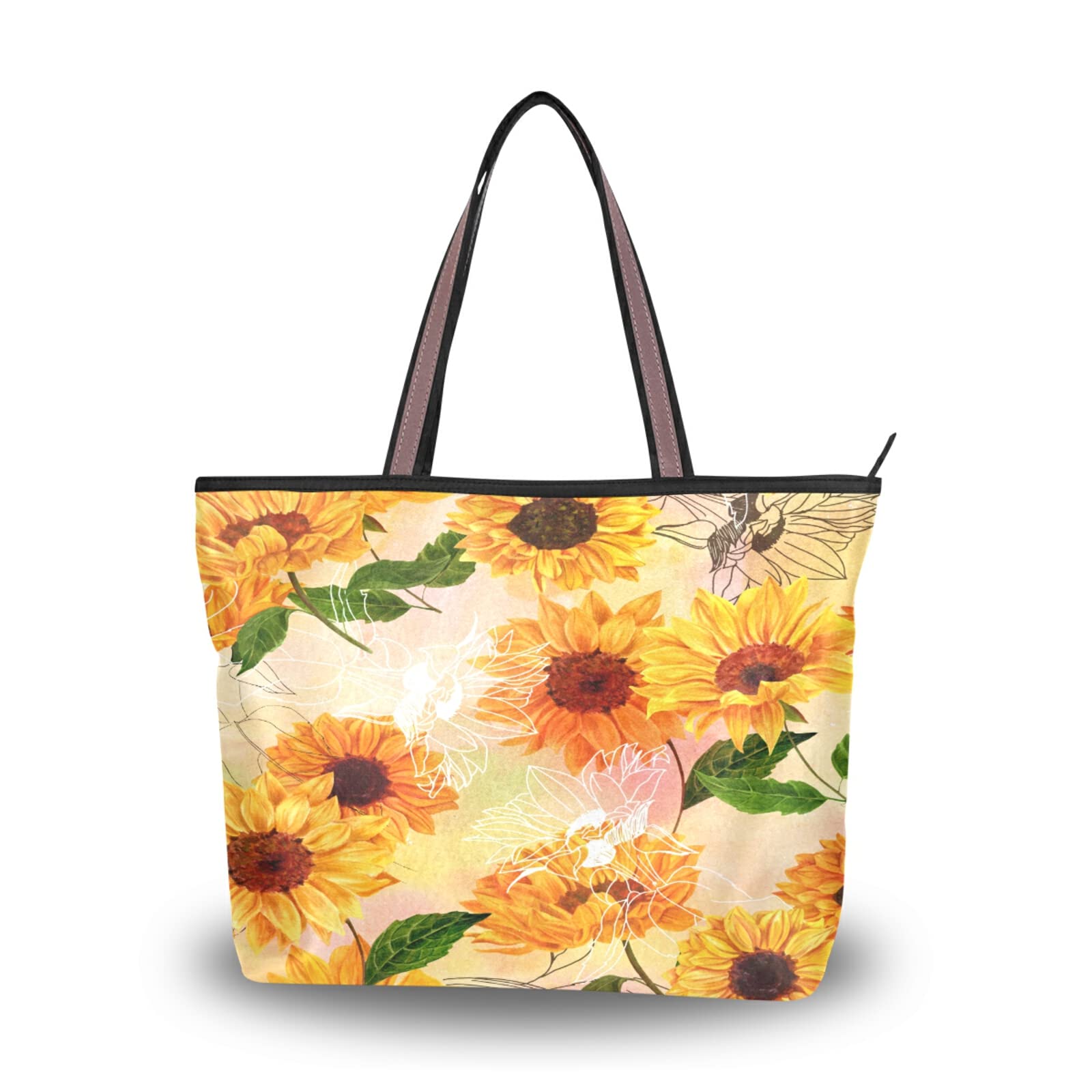 ALAZA Women's Zipper Tote Bag - Reusable Shoulder Handbag for Beach & Travel