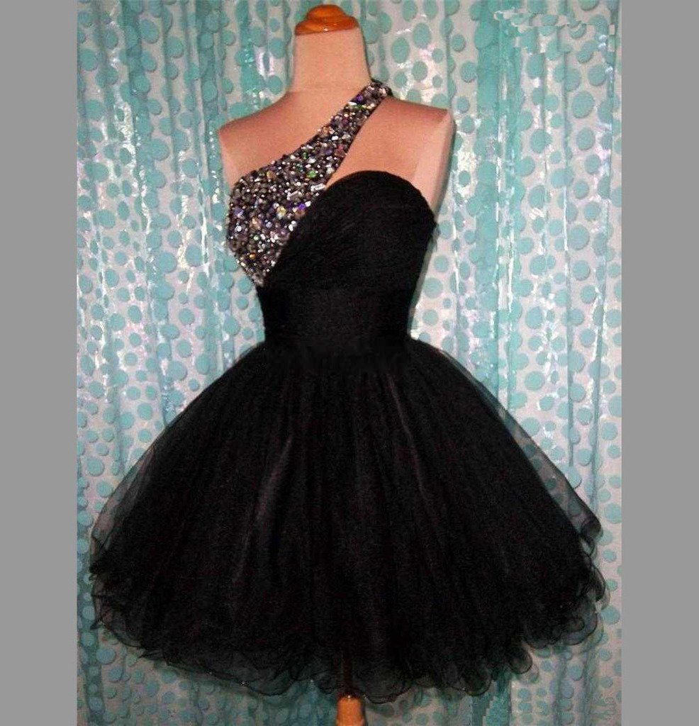 Kivary® Women's One Shoulder Beaded Crystal Tulle Prom Dress - Elegant Homecoming Party Gown for Evening Formal Events & Special Occasions