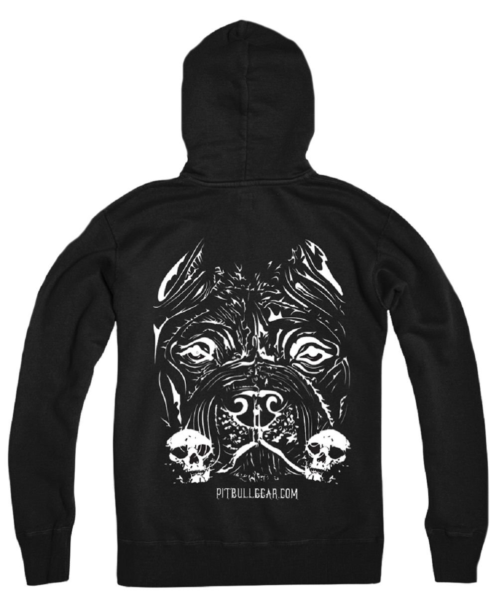 Bully Skull Pitbull Women's Zip Front Hoodie - Pit Bull Lover Gift, Dog Accessories (Medium, Black) - Perfect for Casual Wear, Dog Shows & Pitbull Enthusiast Events