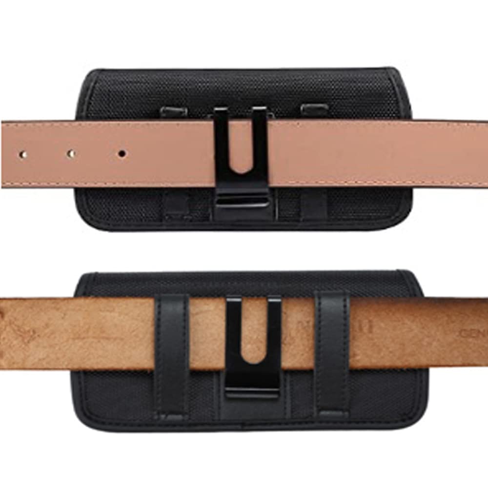 NUU X6-Plus 3-in-1 Phone Case with Car Mount, Ring Stand & Belt Clip - Horizontal Canvas Holster Pouch (Navy Blue) - Perfect for Driving, Work & Outdoor Activities