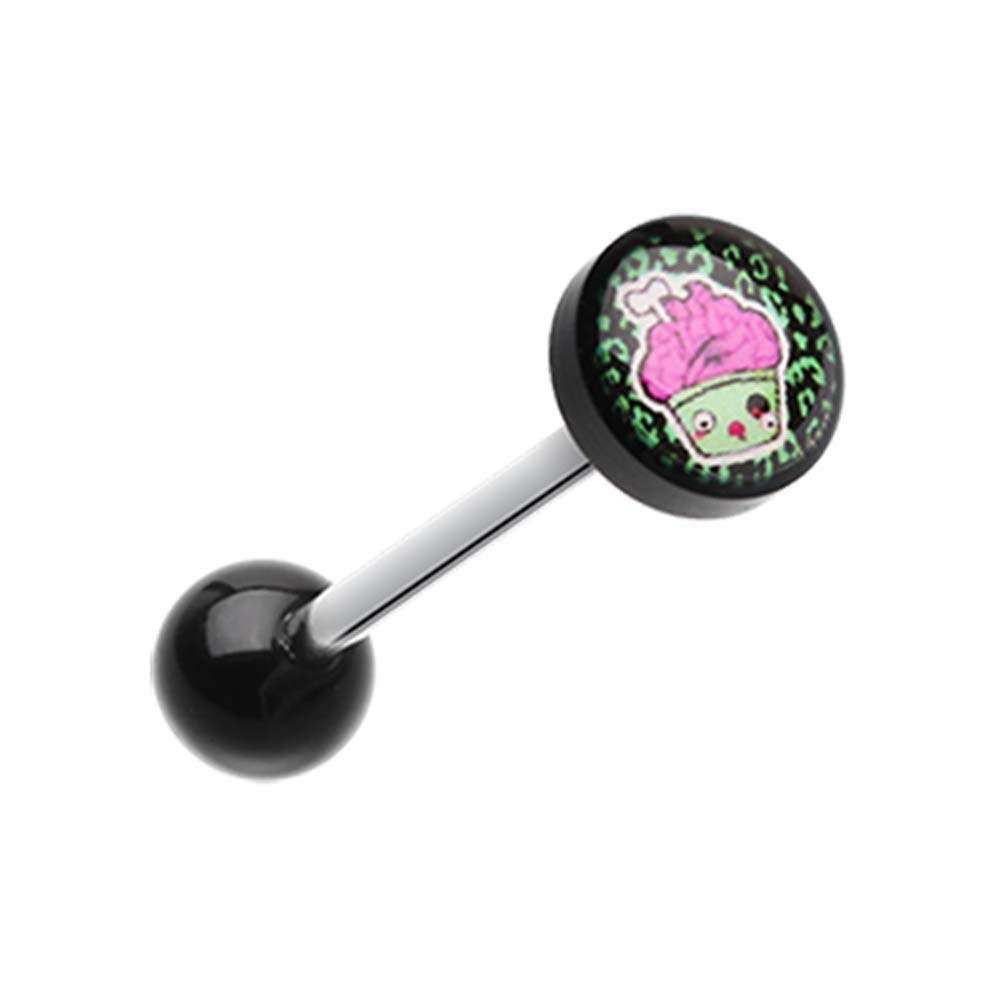 Zombie Cupcake Tongue Ring - Acrylic Barbell Jewelry for Piercing Lovers