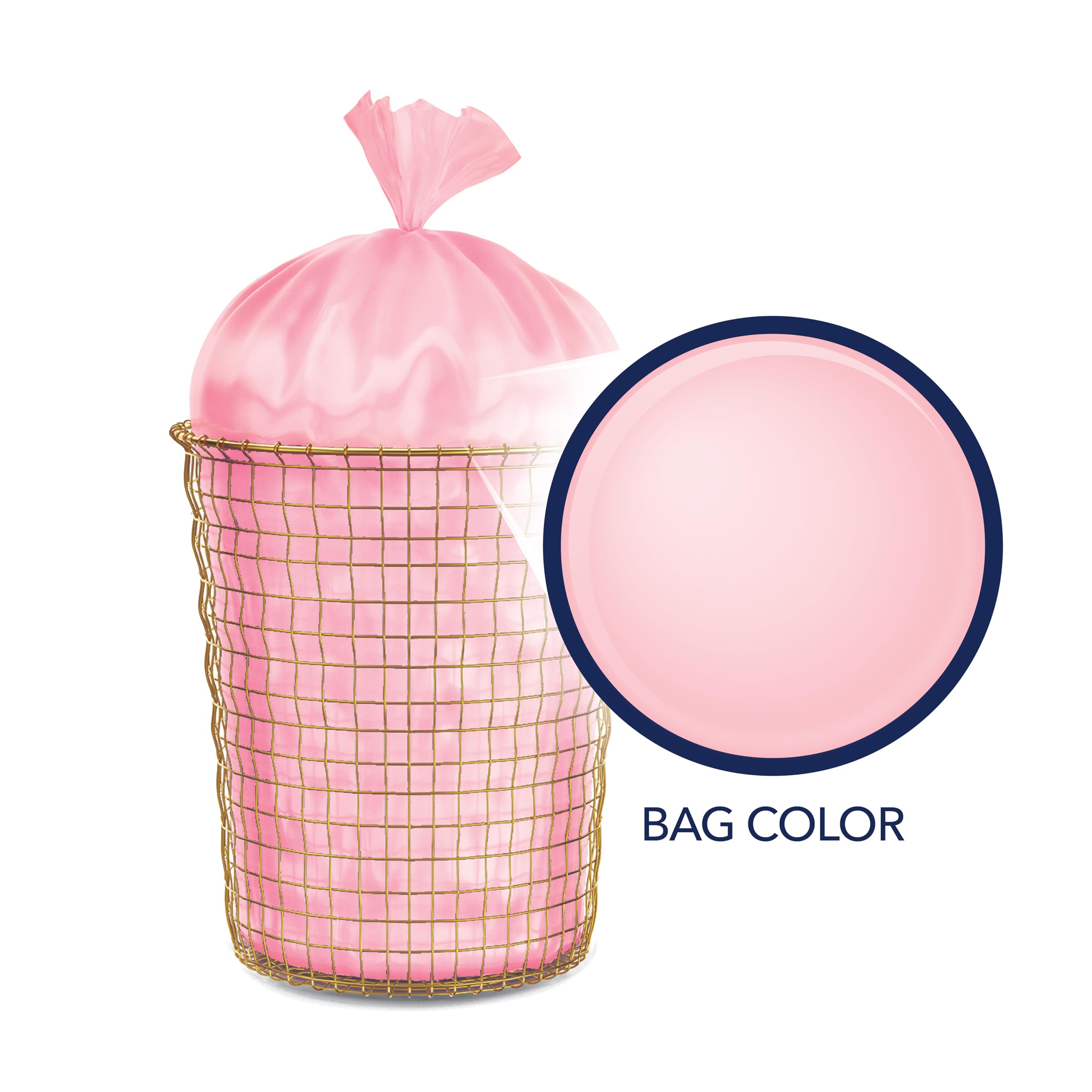 Color Scents Medium Trash Bags - 8 Gallon, 45 Count (1 Pack) | Pink Honeysuckle Scent with Microban Technology | Twist Tie Closure | Ideal for Bathrooms, Bedrooms & Small Office Waste Bins