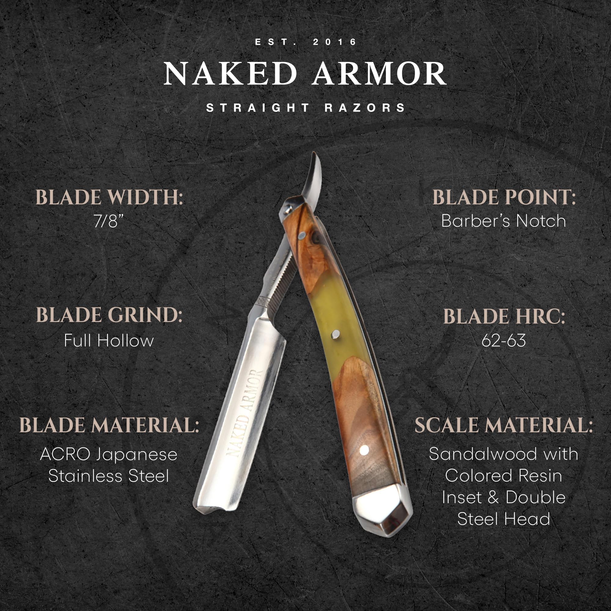 Premium Griflet Straight Razor - Japanese Stainless Steel Shaving Razor with Sandalwood Handle for Men | Barber Approved Close Shave | Includes Leather Case | Perfect for Professional Barbers, Home Grooming & Luxury Gifts for Men