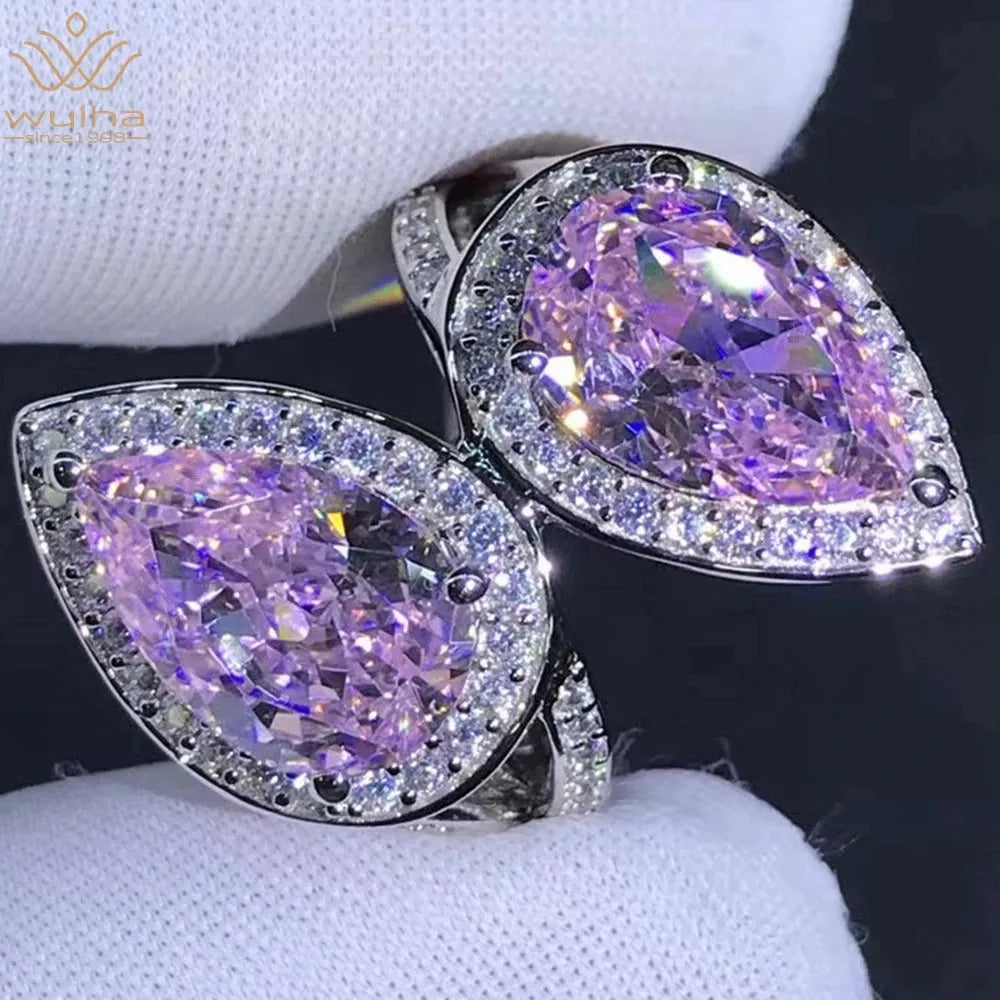 WUIHA 925 Sterling Silver Pear Cut 8CT VVS D Color Moissanite Engagement Ring for Women - 3EX Cut Wedding Jewelry, Anniversary Gift & Proposal Ring - Perfect for Bridal, Valentine's Day & Special Occasions