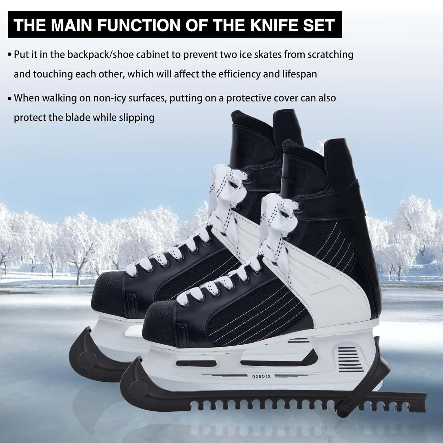 **Ice Skate Guards - Adjustable Skate Blade Protectors for Hockey & Figure Skating (1 Pair) - Prevent Rust & Damage On & Off the Ice**    *Use Case: Perfect for protecting your ice skate blades during storage, walking to the rink, or while traveling.*