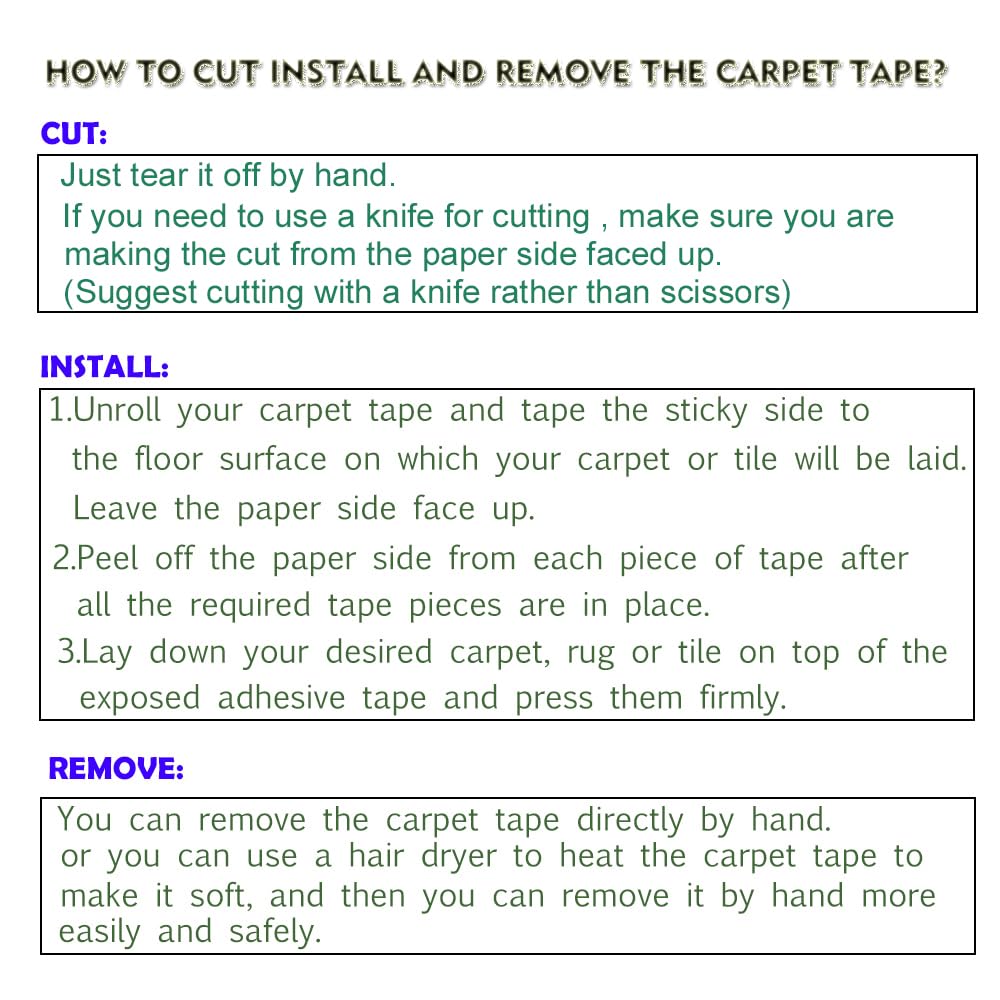 Double Sided Carpet Tape - Heavy Duty Removable Rug Adhesive for Hardwood Floors & Carpets, 2.5 Inch x 30 Yards Multi-Purpose Sticky Tape - Perfect for Securing Area Rugs, Preventing Slips & Home Safety