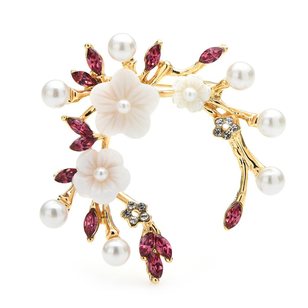 Elegant Pink & Purple Flower Brooch for Women - Vintage Wreath Coat Pin Accessory for Wedding, Office, Party (5.3x5.0cm) - Perfect Gift for Brides, Bridesmaids & Formal Occasions