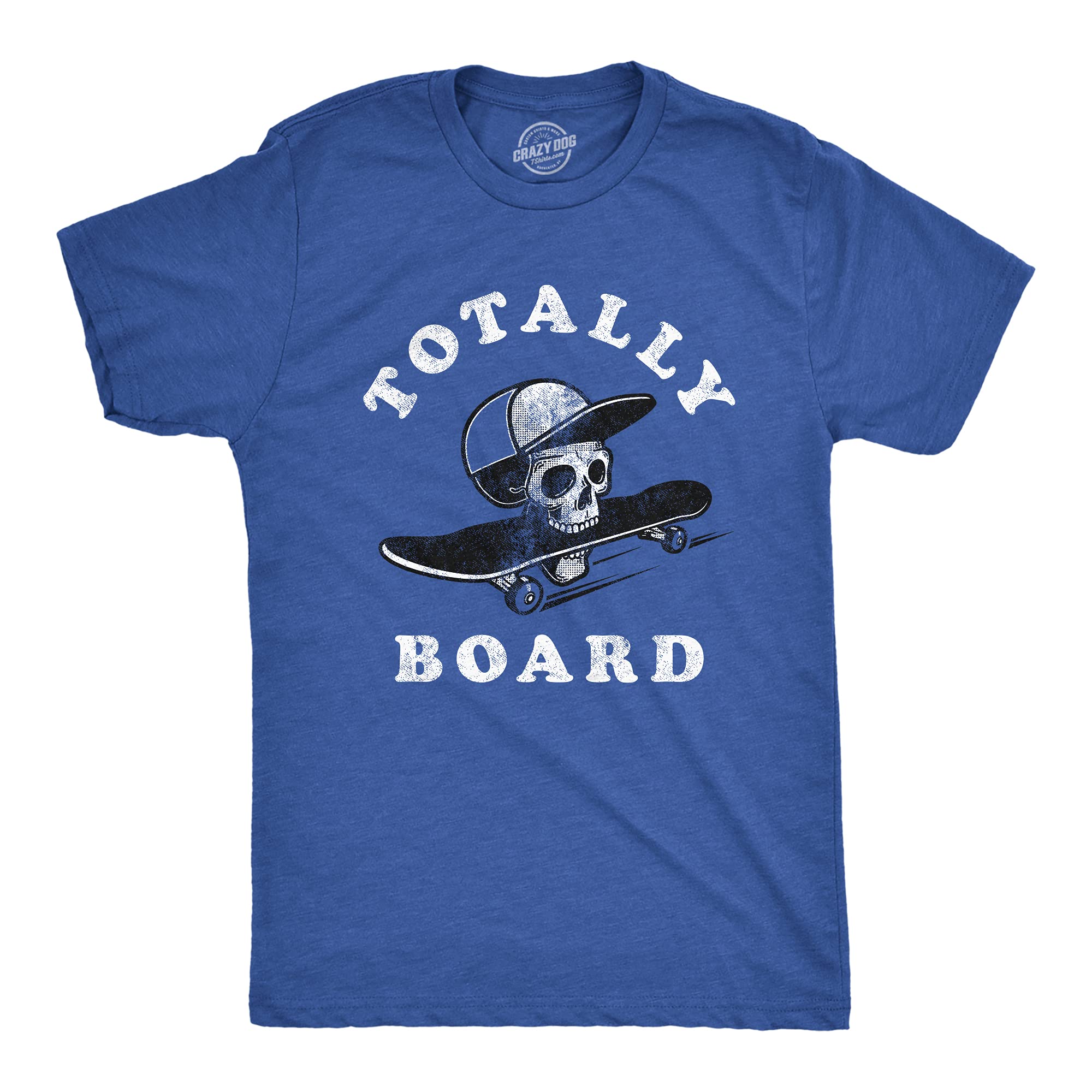 **Funny Skateboarding Skull Graphic Tee for Men - Crazy Dog T-Shirts | Cool Casual Wear for Skateboarders & Street Style Lovers**    *(Use for skate parks, street fashion, casual outings, and gift ideas for skaters!)*